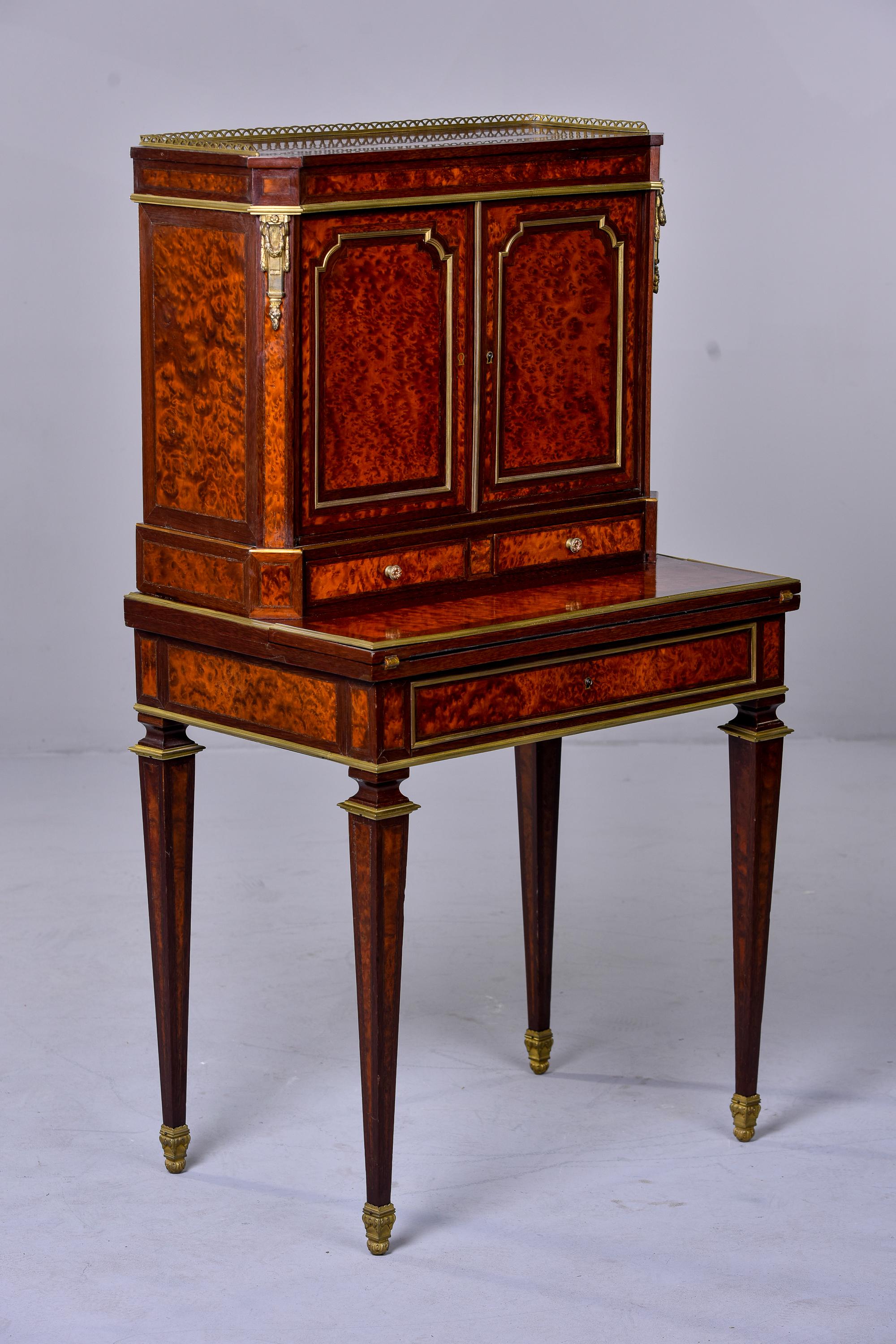 French Late 19th C Louis XVI Style Mahogany Desk, Bonheur du Jour