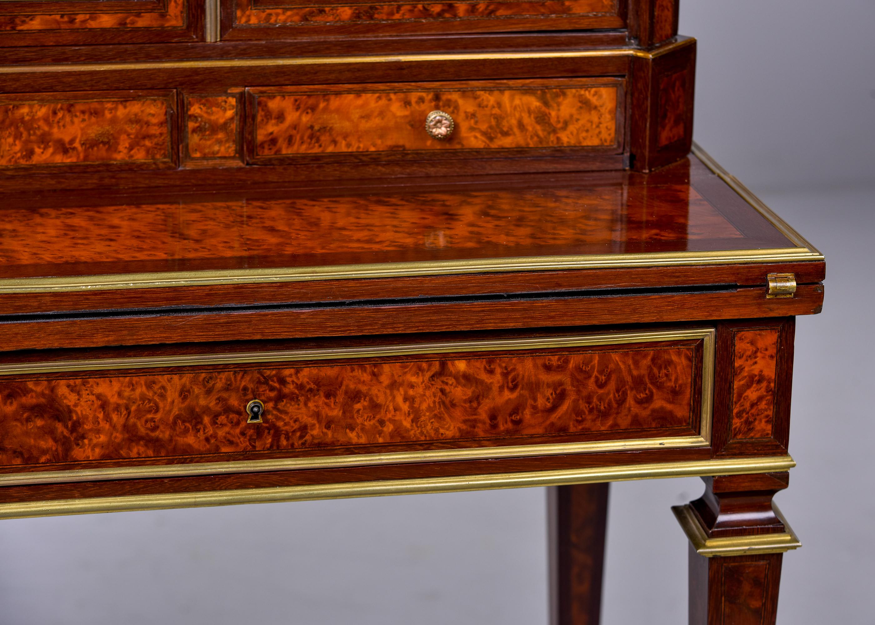 Late 19th C Louis XVI Style Mahogany Desk, Bonheur du Jour 1