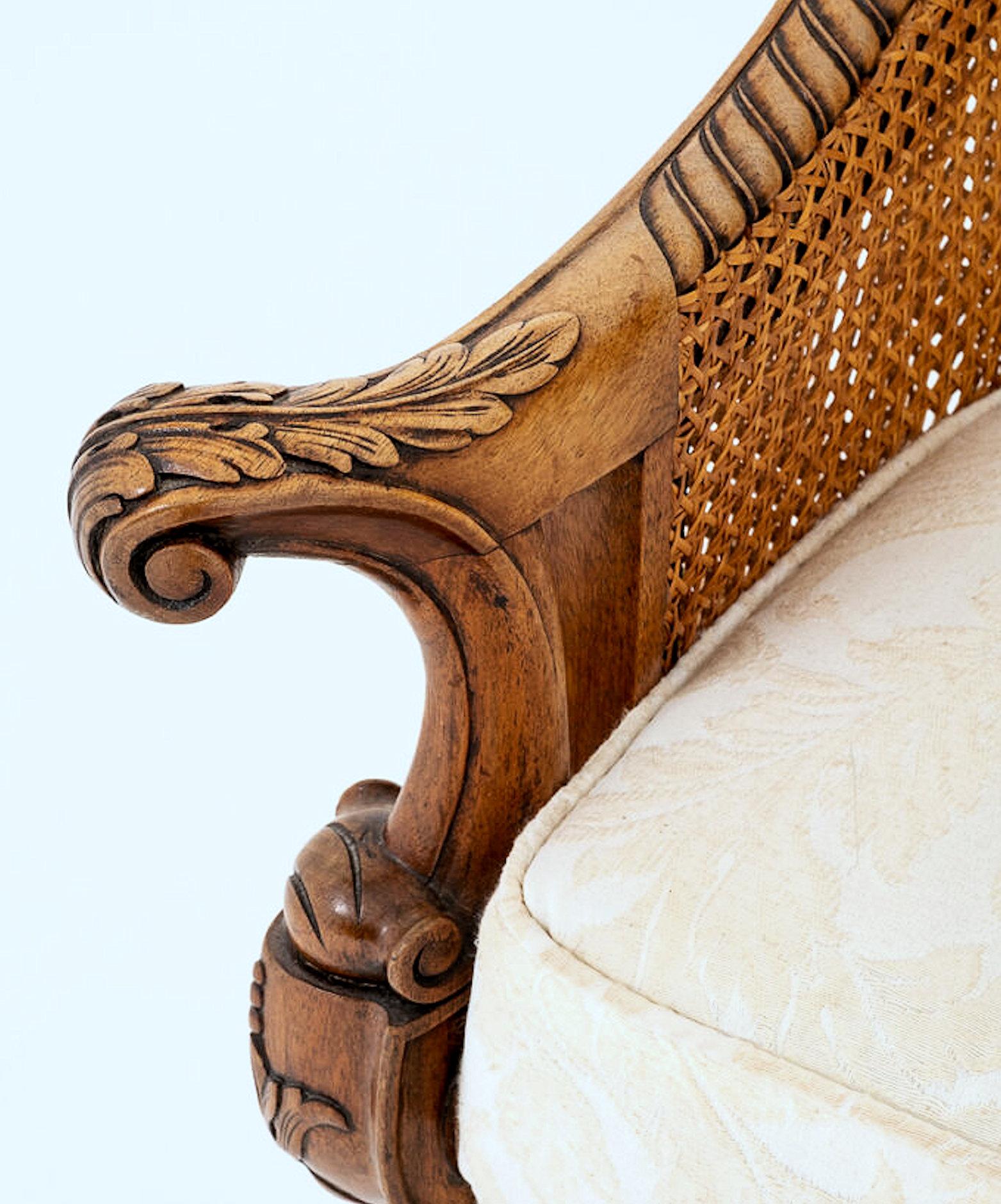 Carved Late 19th Century Mahogany Bergère Chair