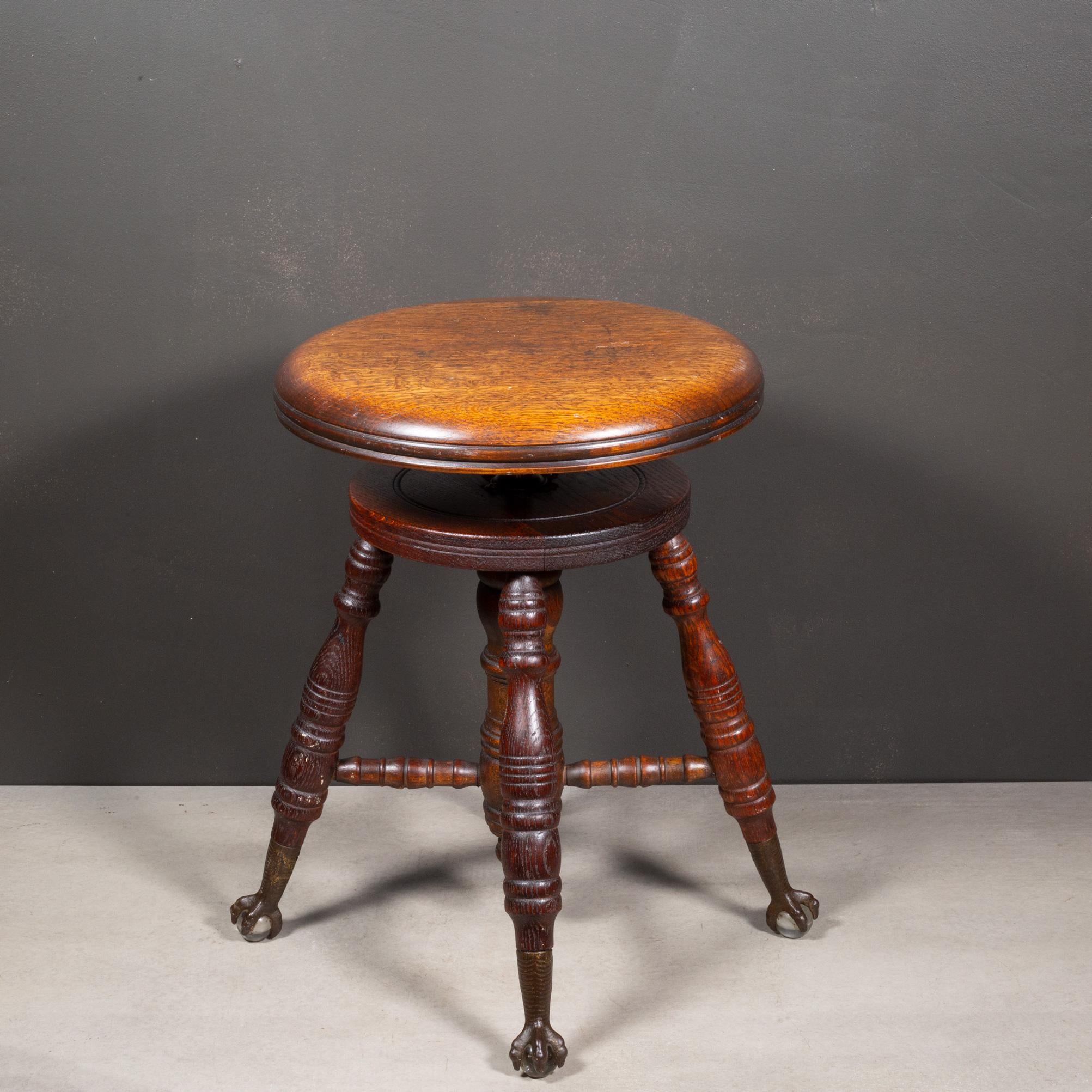 Late 19th c. Mahogany Claw Foot Piano Stool c.1880 In Good Condition In San Francisco, CA