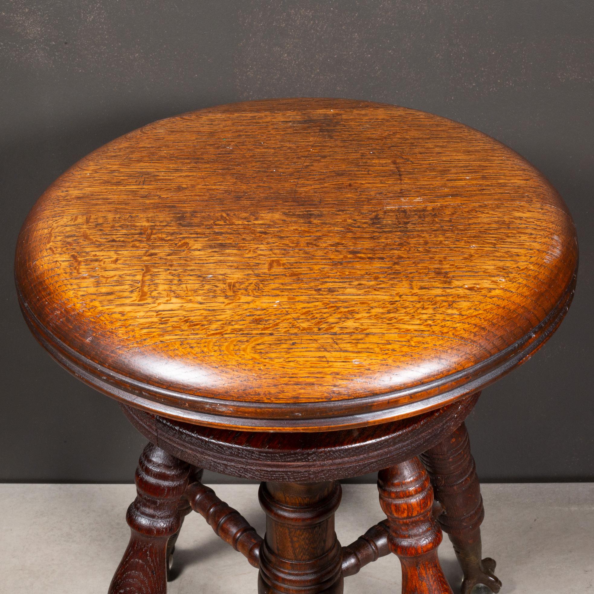Iron Late 19th c. Mahogany Claw Foot Piano Stool c.1880