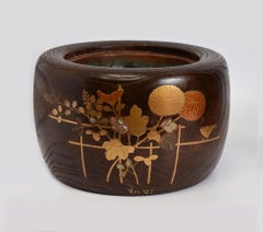 Late 19th C., Meiji, A Pair of Antique Japanese Keyaki Wooden Pots 'Hibachi'