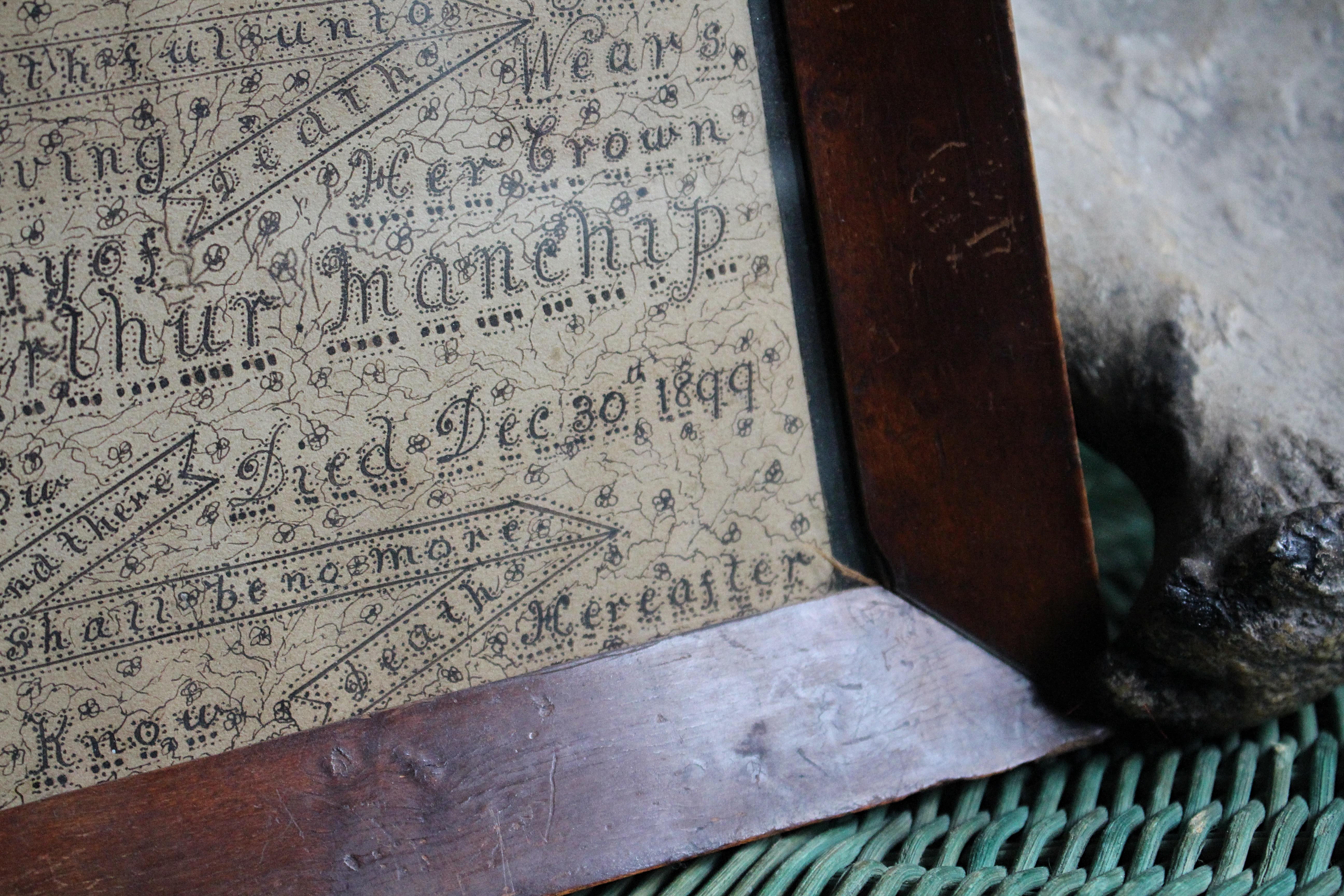 Late 19th C Memento Mori Calligraphy In memory of Maria Arthur Manchip Died 1899 For Sale 4