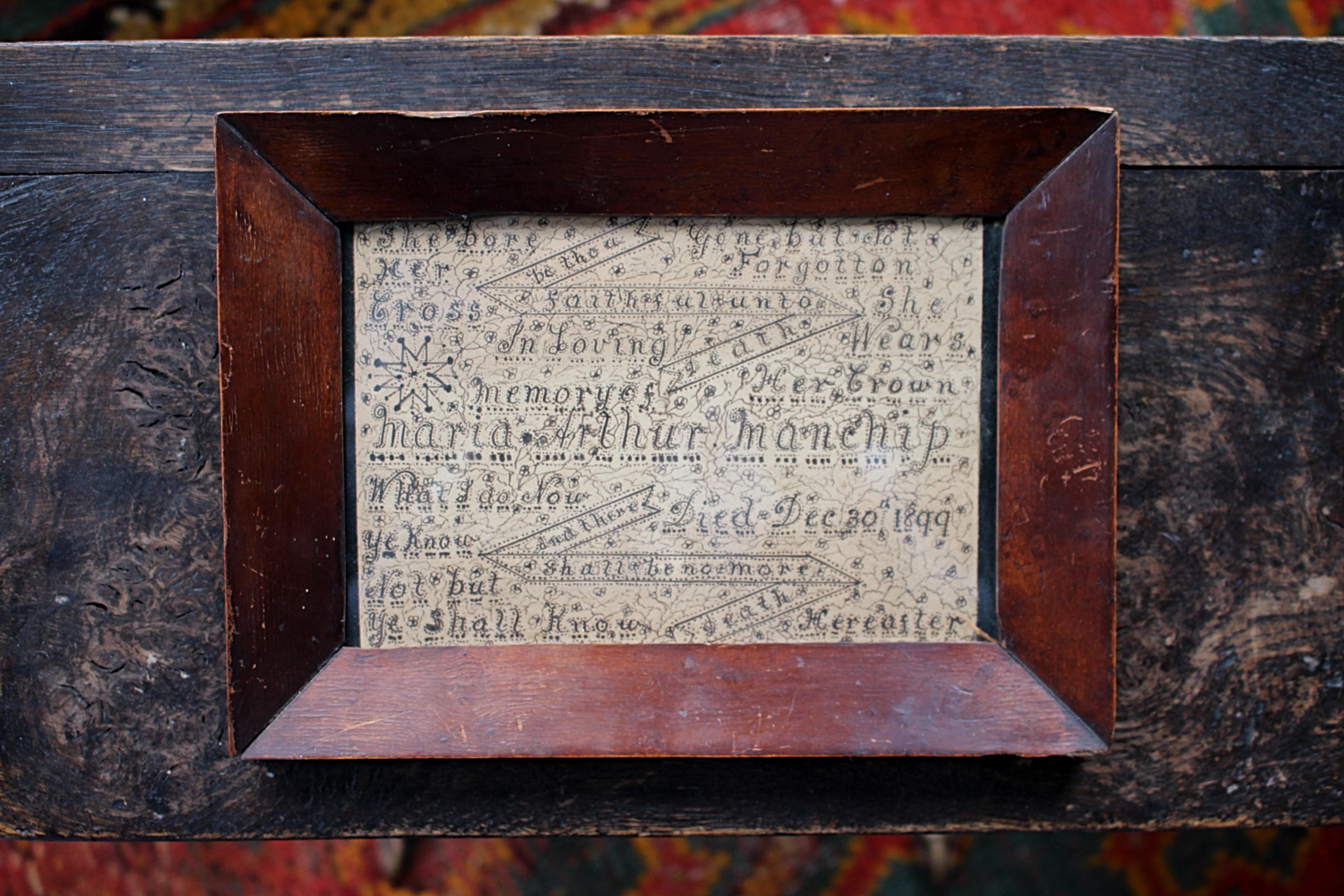 Late 19th C Memento Mori Calligraphy In memory of Maria Arthur Manchip Died 1899 For Sale 5