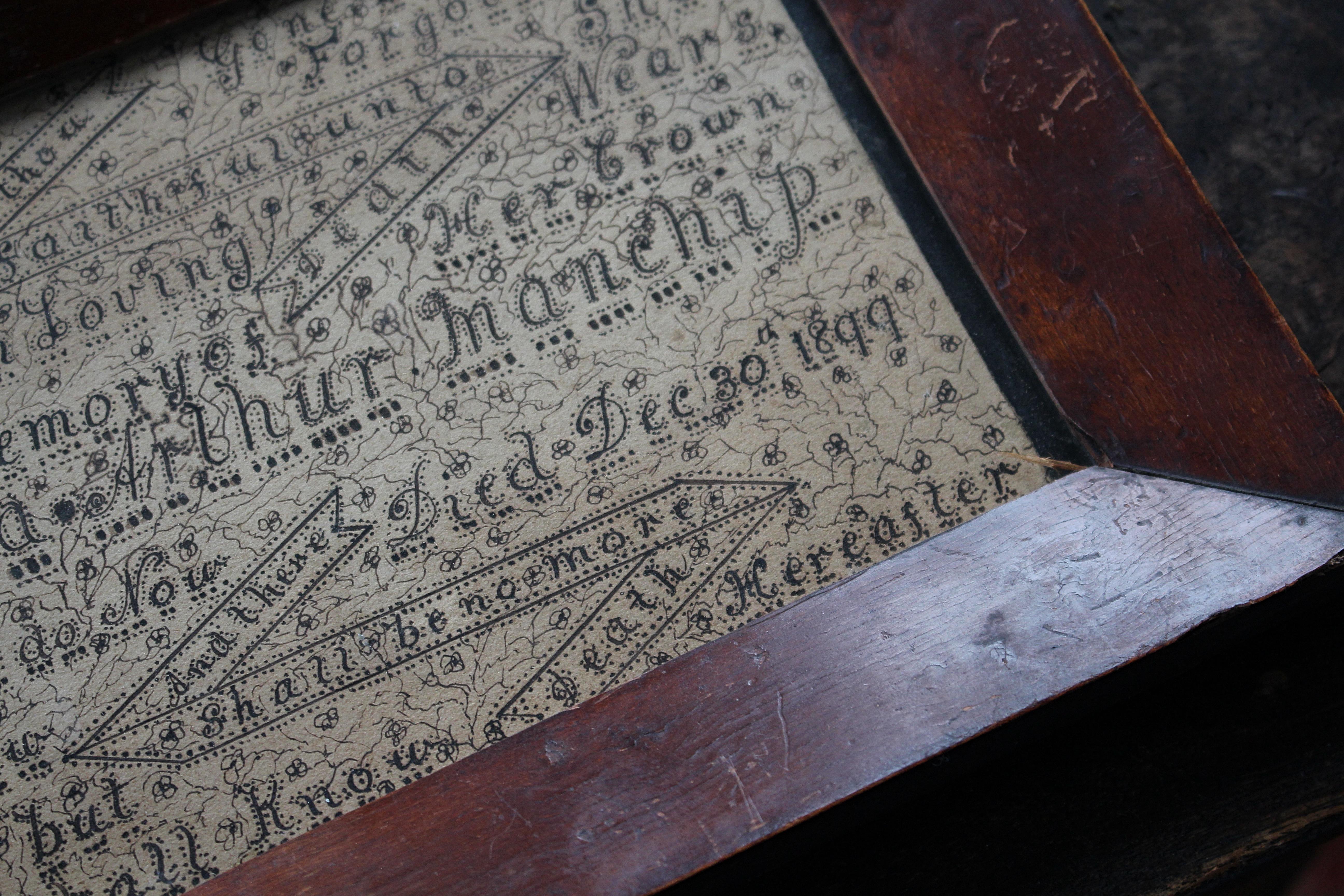 Late 19th C Memento Mori Calligraphy In memory of Maria Arthur Manchip Died 1899 For Sale 6