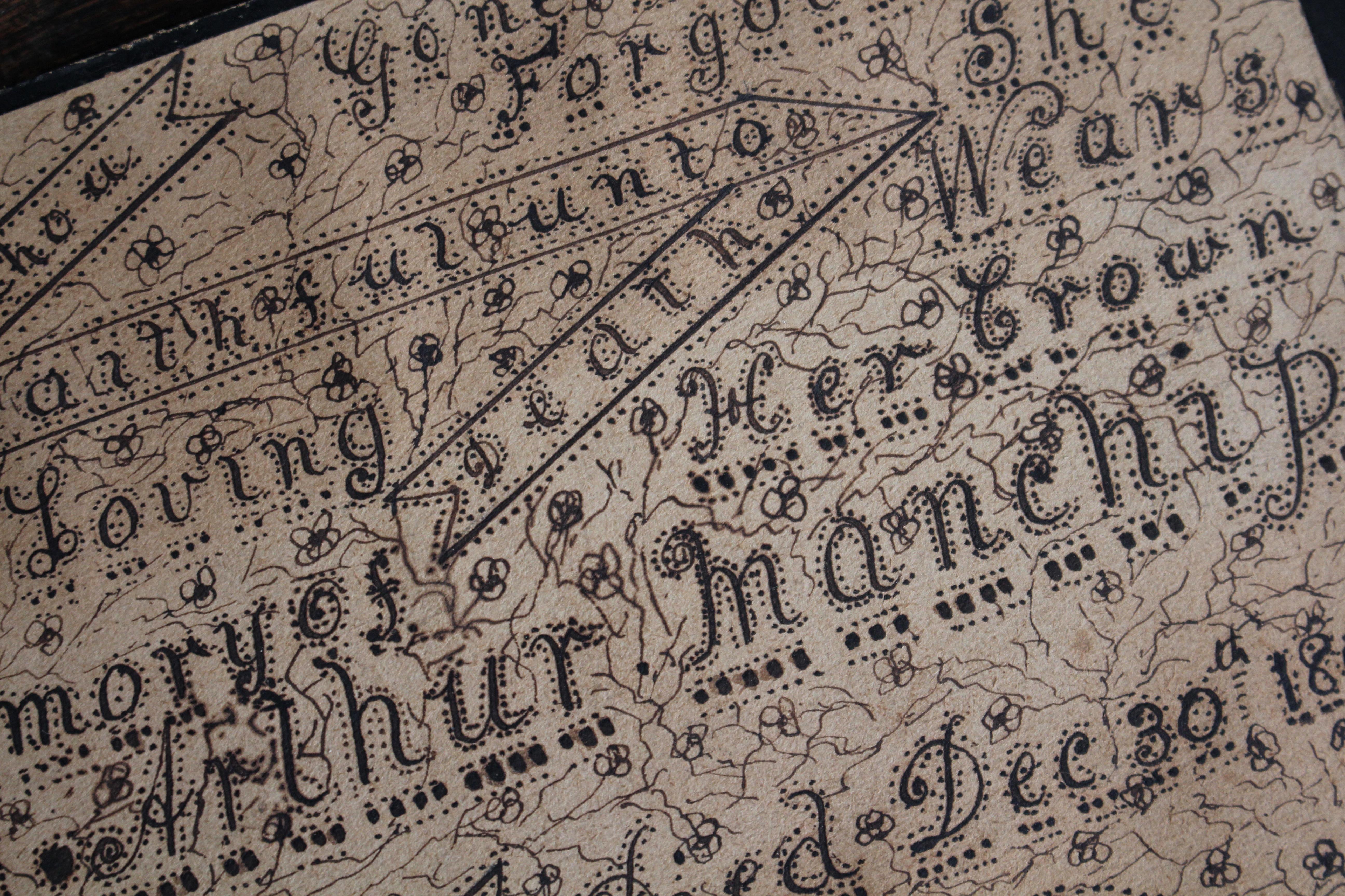 Late 19th C Memento Mori Calligraphy In memory of Maria Arthur Manchip Died 1899 In Good Condition For Sale In Lowestoft, GB