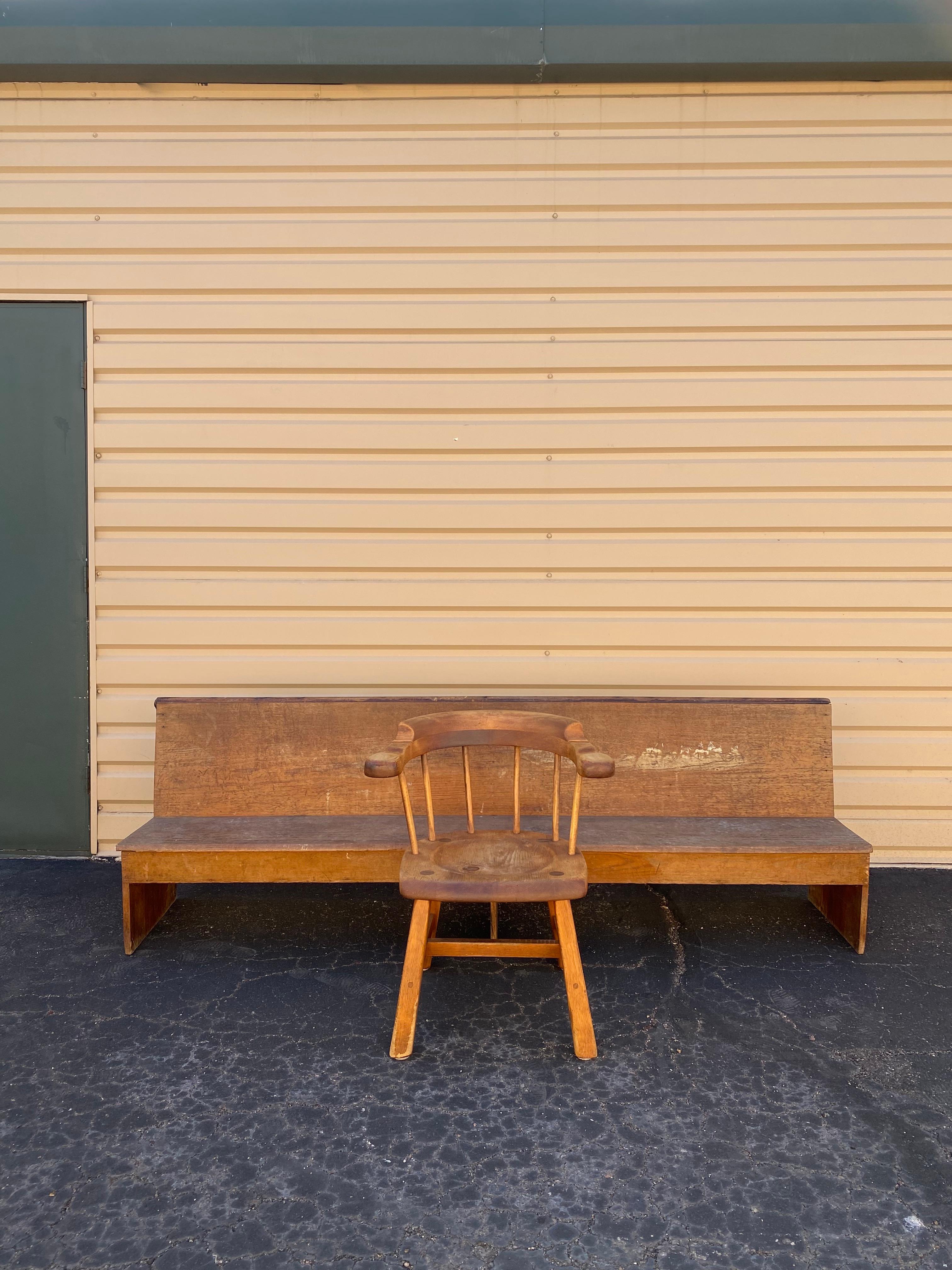 Hardwood Late 19th C Mennonite Weathered Bench  For Sale