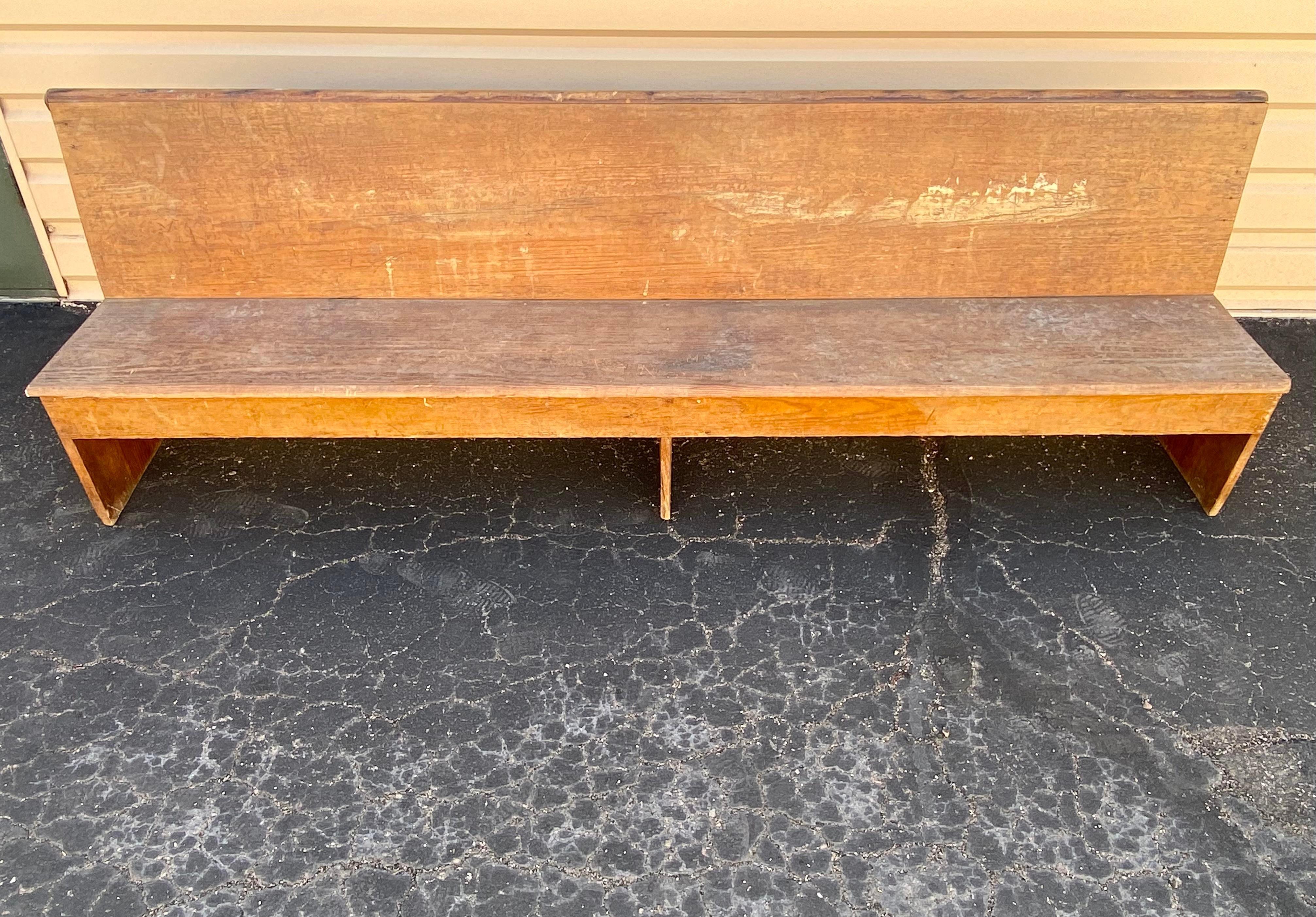Late 19th C Mennonite Weathered Bench  For Sale 1