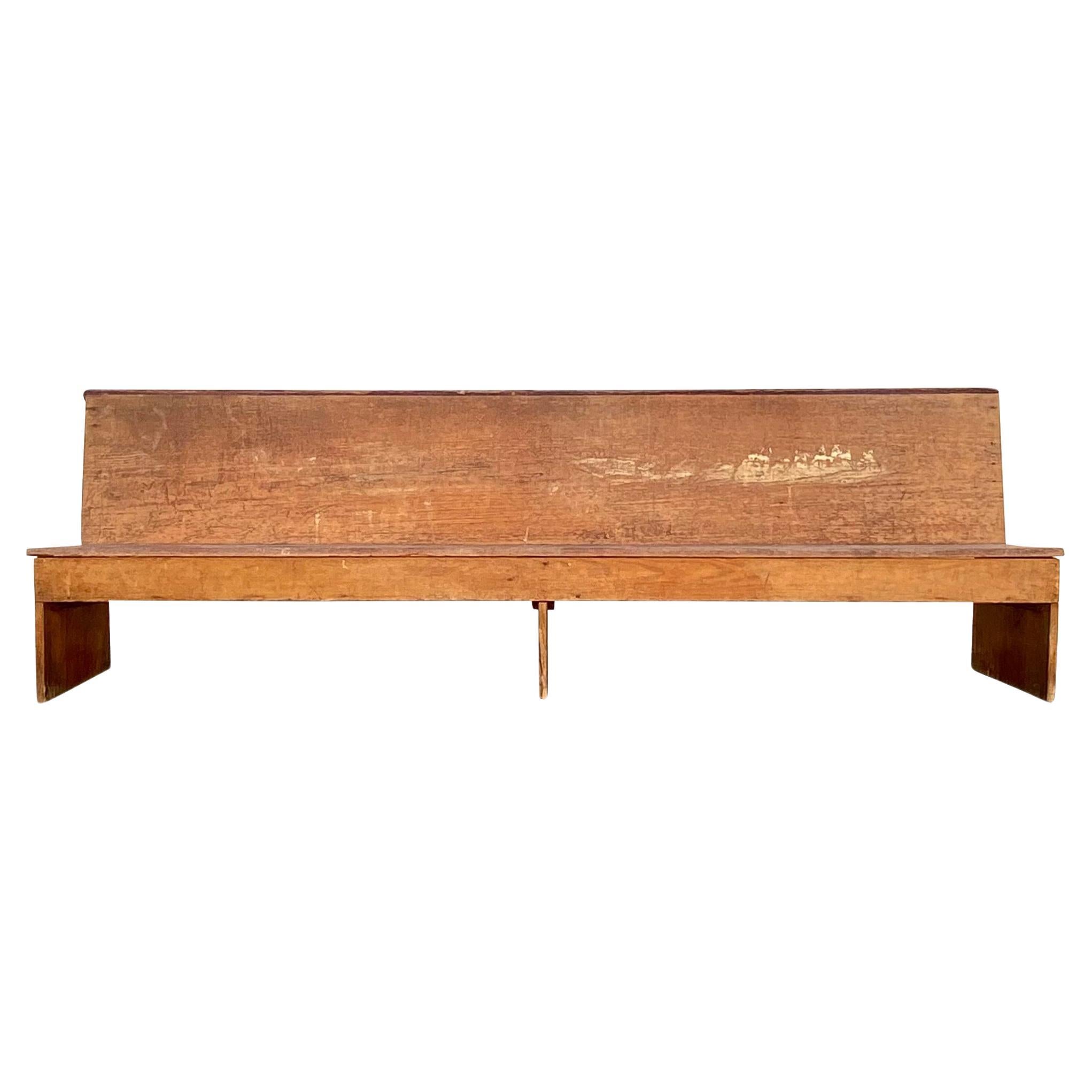 Late 19th C Mennonite Weathered Bench  For Sale