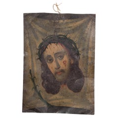 Late 19th C. Mexican Retablo "Veronica's Veil", c.1880