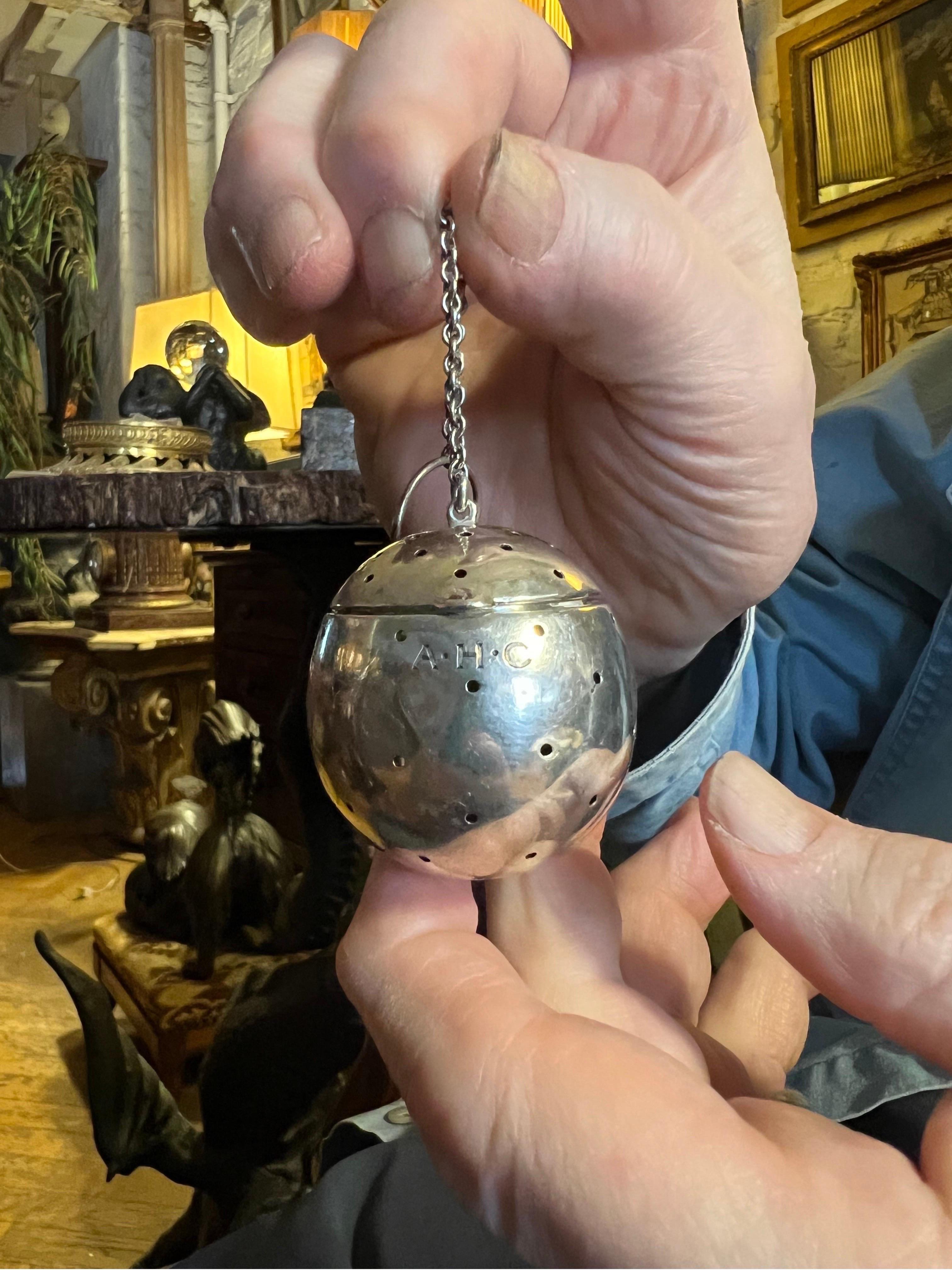 Mr. Giallo is opening his personal vault to sell a collection of his treasured antiques he's held on for so long.

ABOUT ITEM
Late 19th C. Monogrammed Sterling Silver Individual Tea Strainer. Enjoy your cup 
o' tea with something so beautiful and