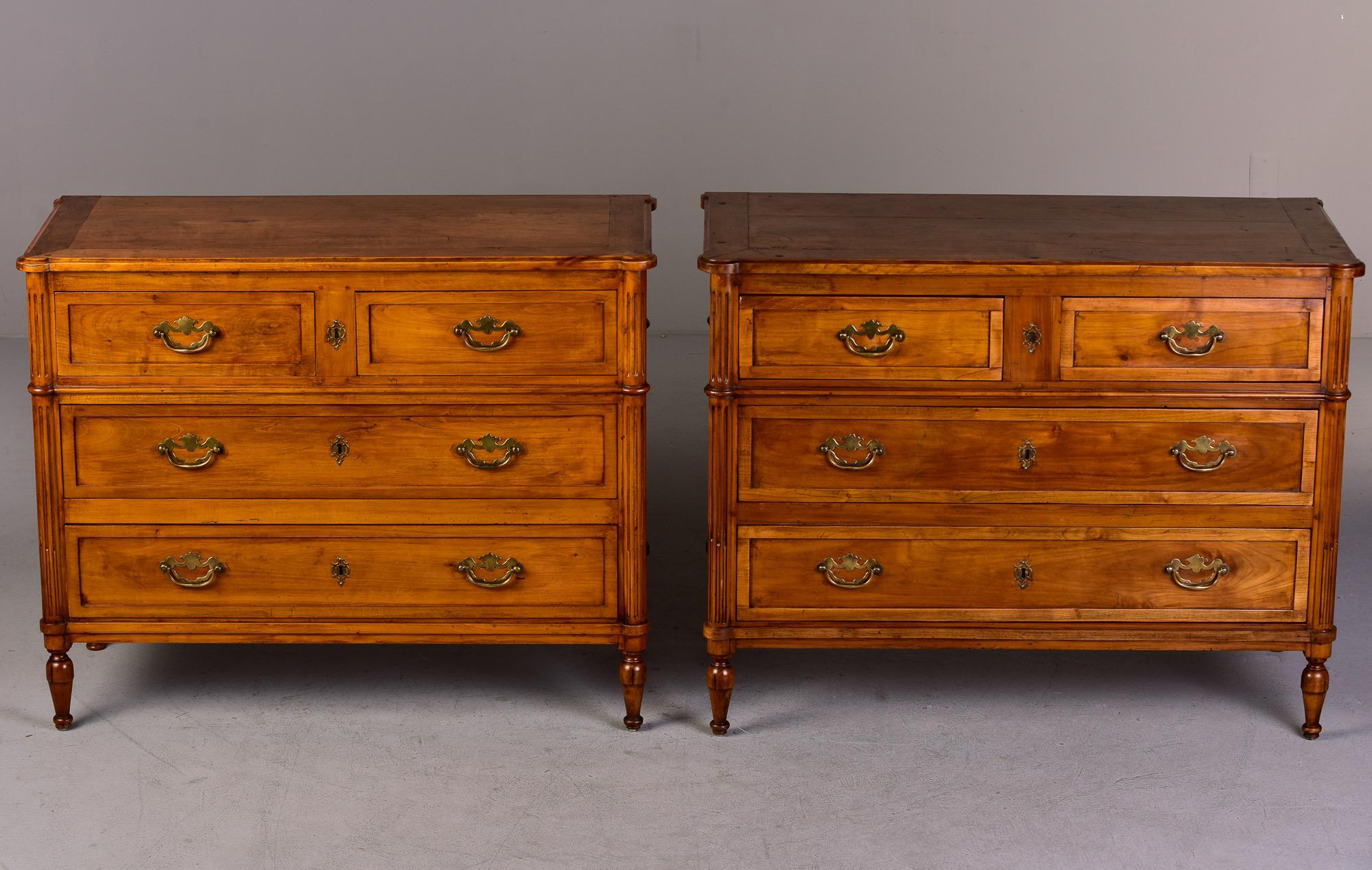 English Late 19th C Near Pair of Cherry Chests of Drawers