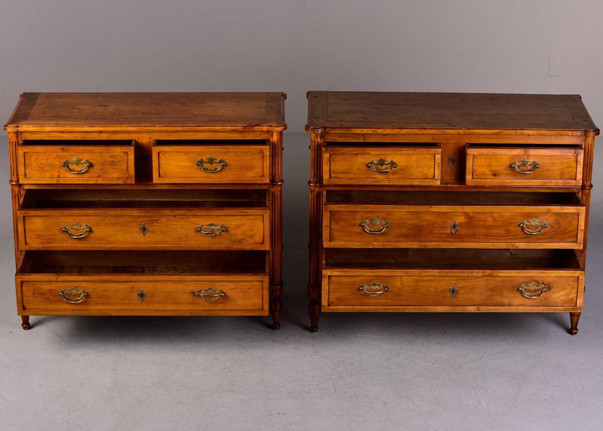 Turned Late 19th C Near Pair of Cherry Chests of Drawers