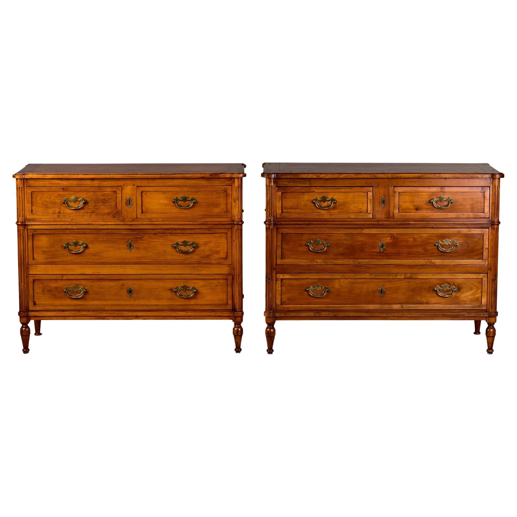 Late 19th C Near Pair of Cherry Chests of Drawers
