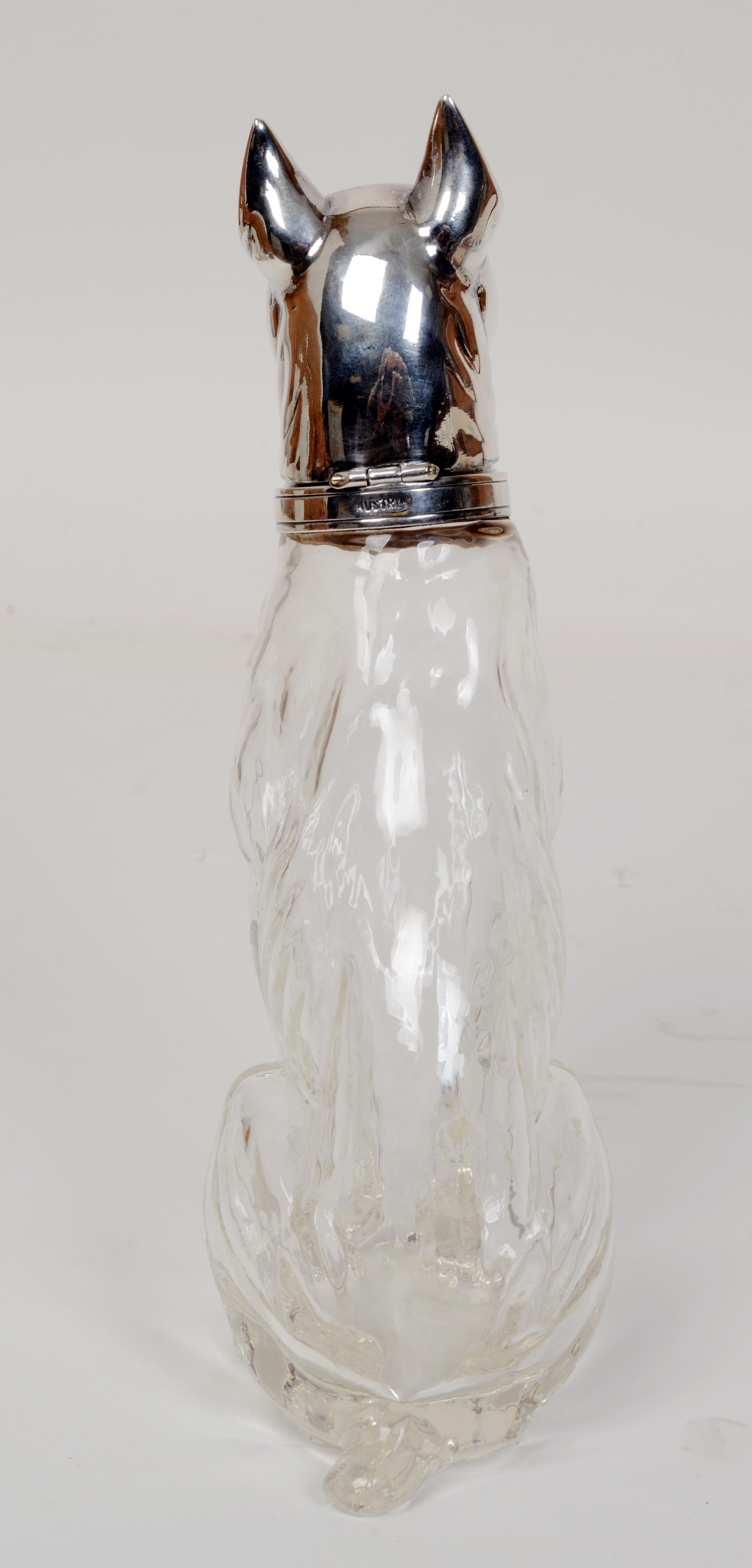 Late 19th c Beautifully Modelled Novelty Silver Hunting Dog-Form Claret Jug 