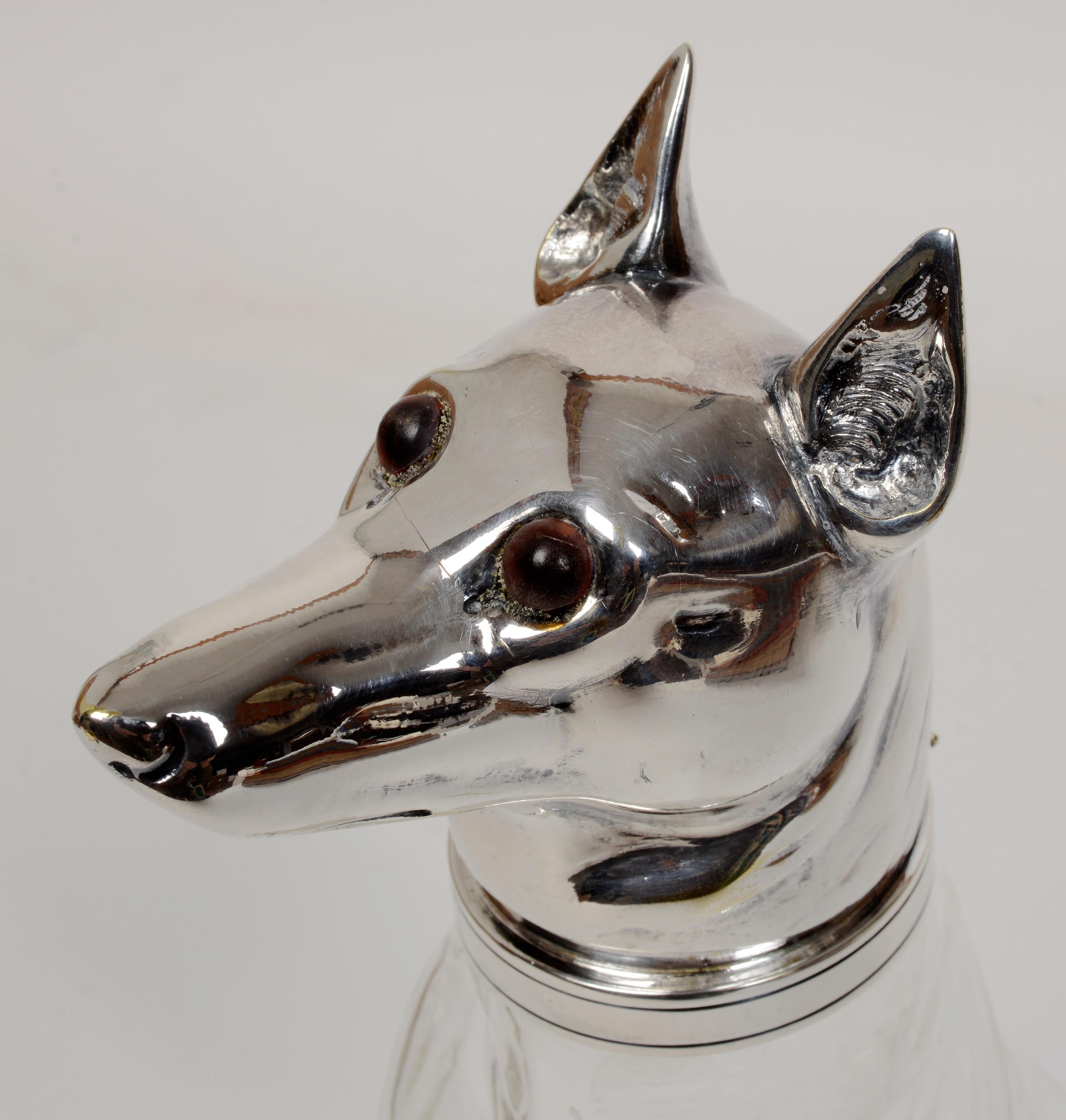 19th Century Late 19th c Novelty Silverplated Hunting Dog-Form Claret Jug Marked 