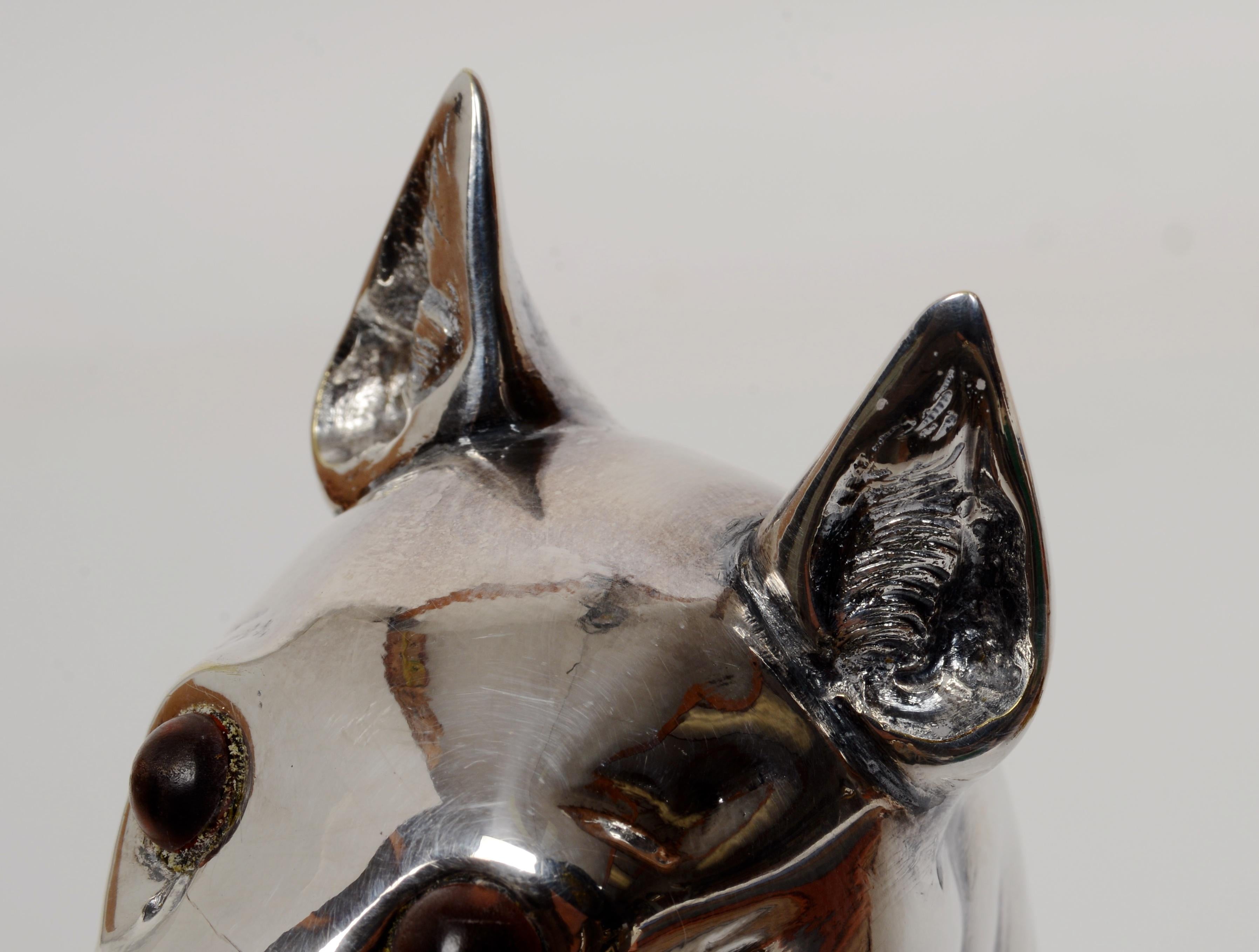 Silver Plate Late 19th c Novelty Silverplated Hunting Dog-Form Claret Jug Marked 