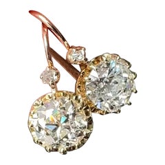 Late 19th C Old Cut Diamond Earrings 2.95 Carats - GIA