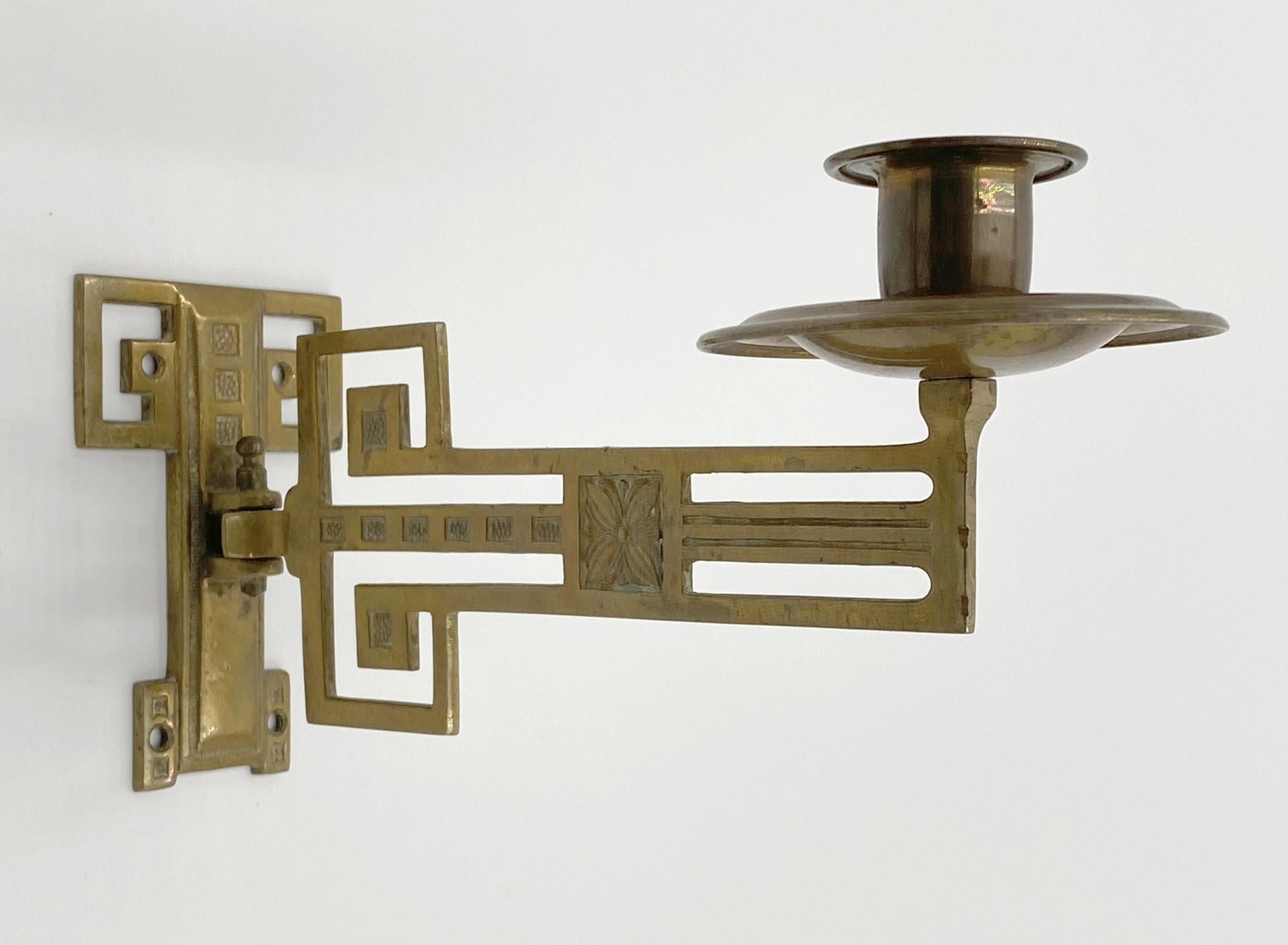 Late 19th C. Pair of Adjustable Brass Piano Sconces Victorian Style Not Wired In Good Condition In New York, NY