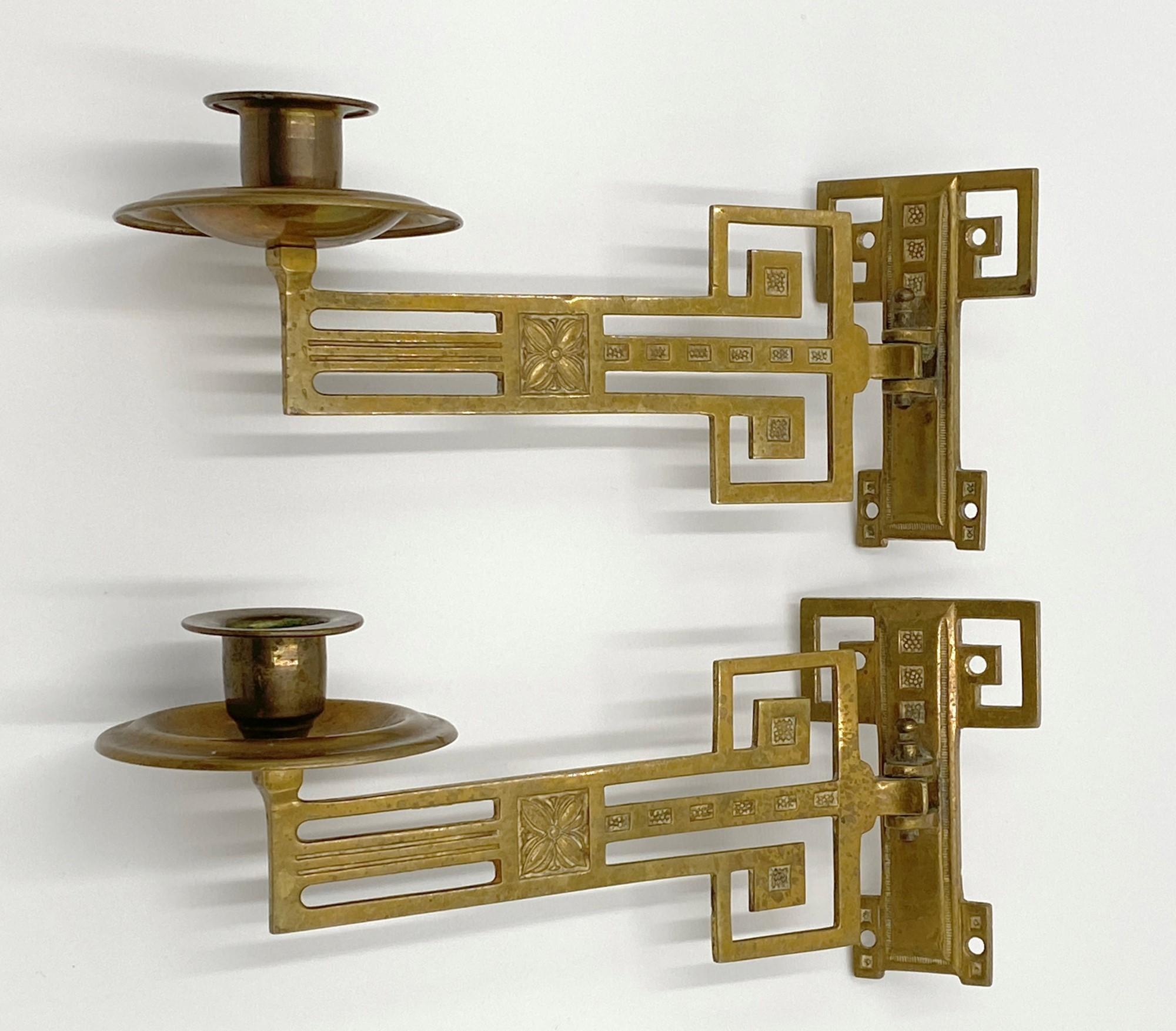 Late 19th C. Pair of Adjustable Brass Piano Sconces Victorian Style Not Wired 3