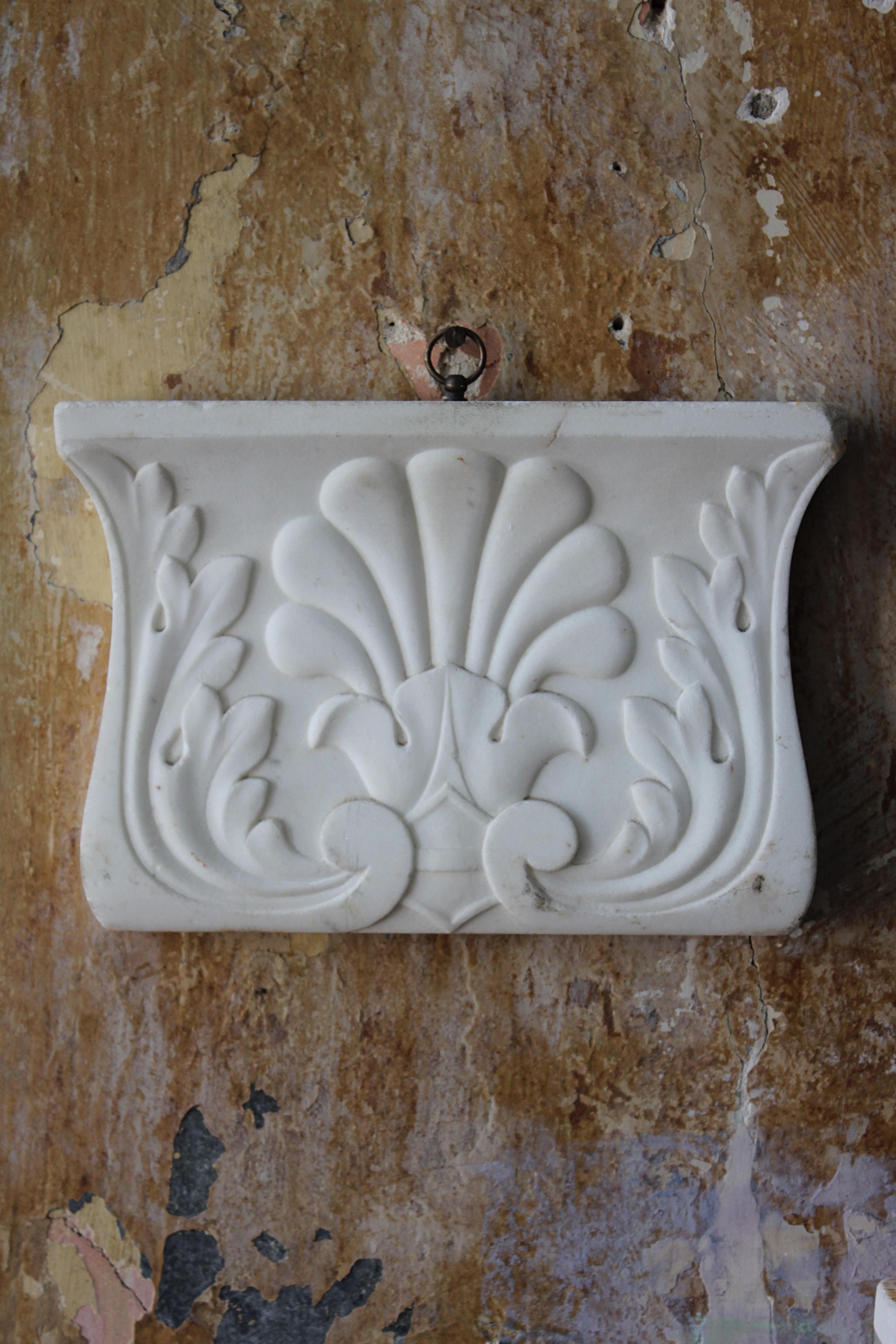 Art Deco Late 19th C Pair of Carved Marble Architectural Corbels  Elements  For Sale