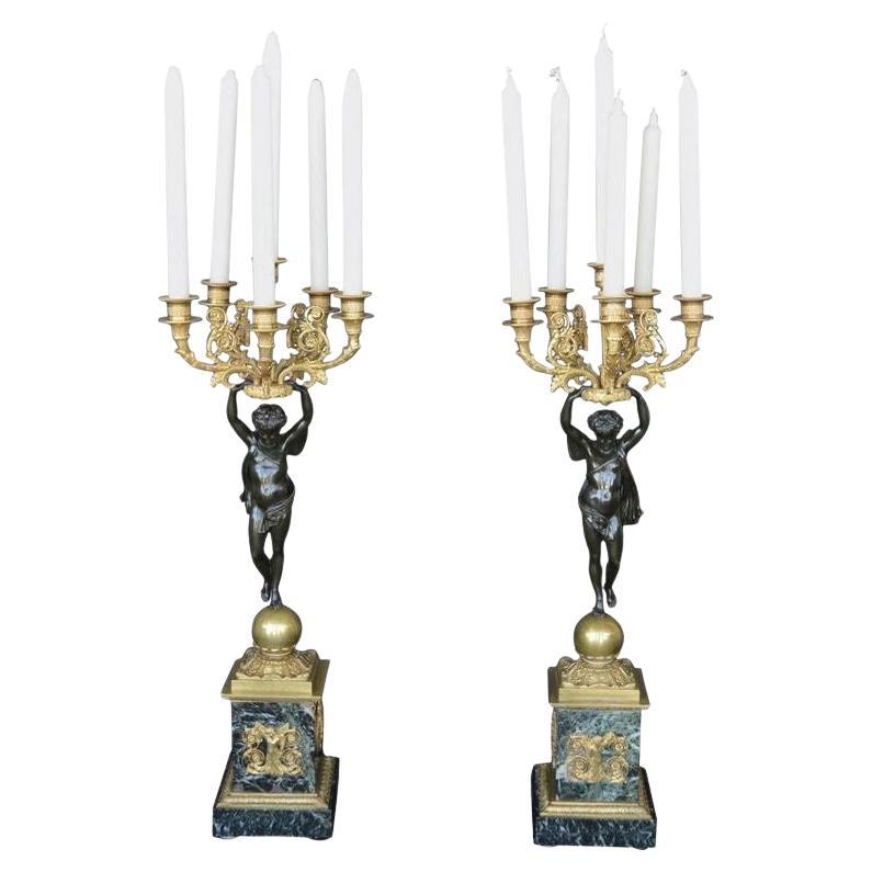 Paire de candélabres de style Empire de la fin du 19e C.