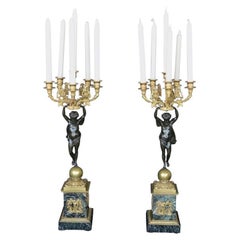 Late 19th C. Pair of Empire Style Candelabras