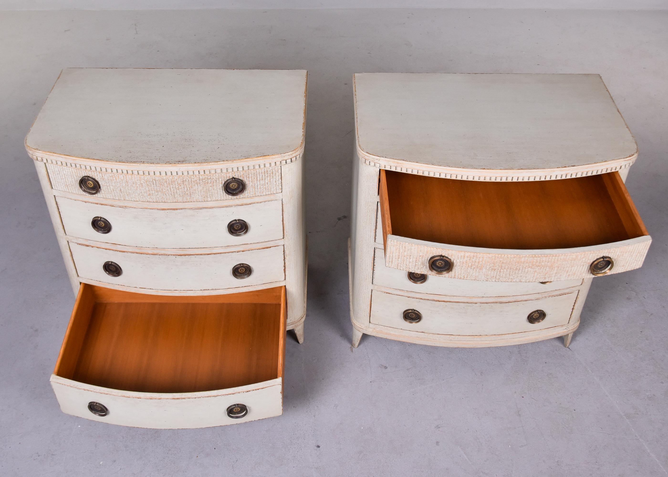 Wood Late 19th Century Pair Swedish Painted Four Drawer Chests For Sale