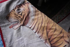 Late 19th C Rajasthan North West India Painted Bengal Tiger Trophy Painting