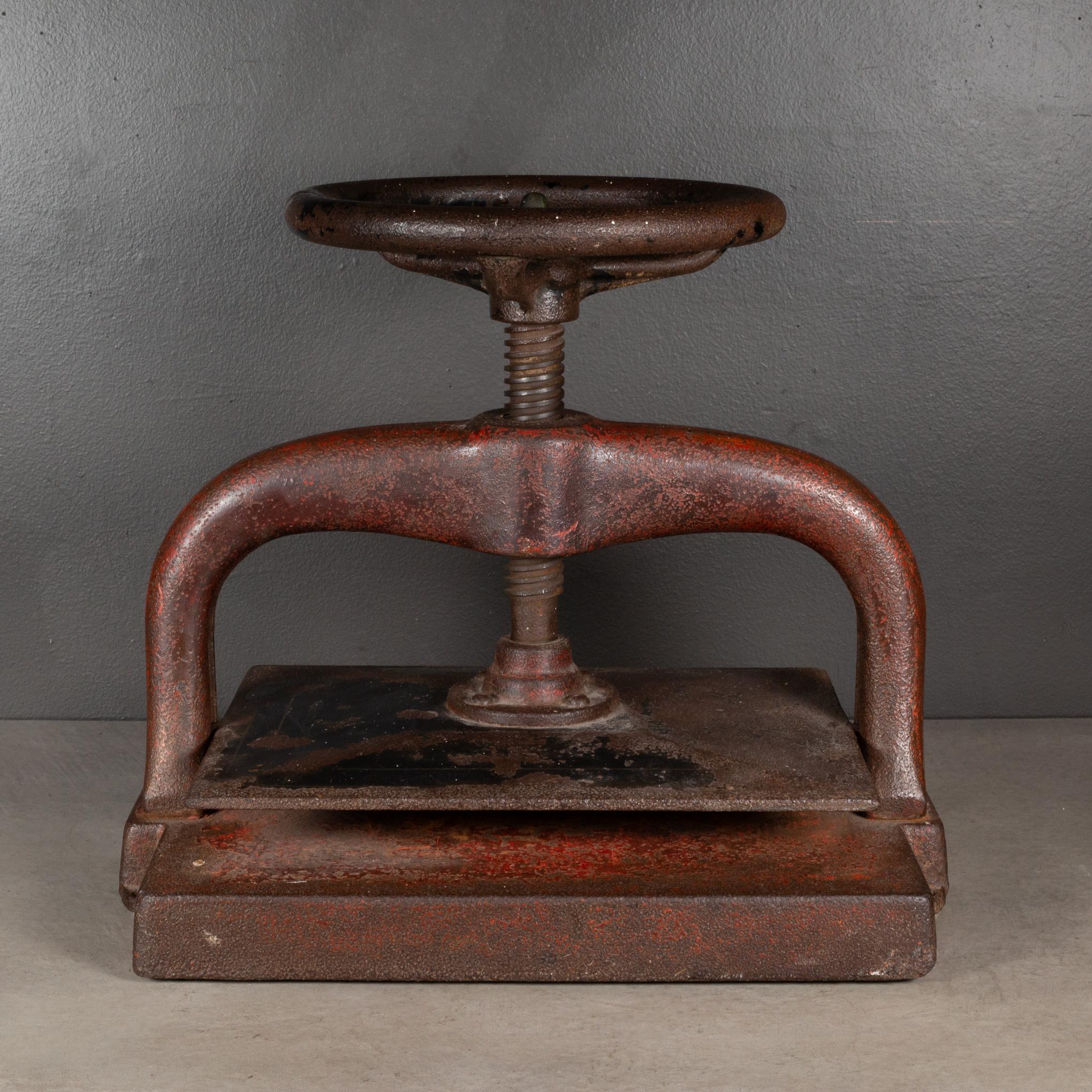 Late 19th C. Red Cast Iron Wheel Book Press, c.1890 3