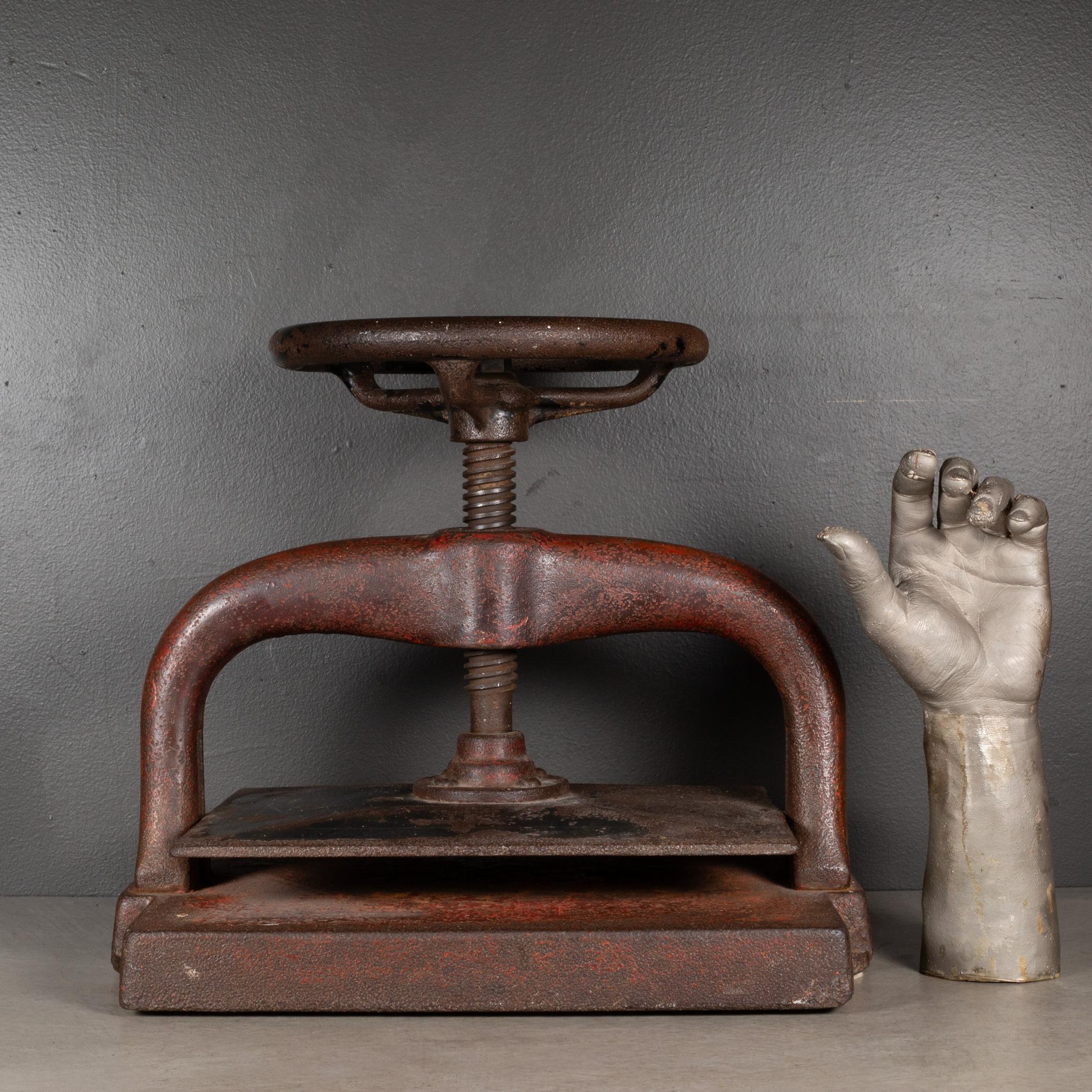 Late 19th C. Red Cast Iron Wheel Book Press, c.1890 4