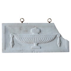 Late 19th C Regency Style Draped Urn Marble Architectural Decorative Element