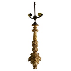 Spätes 19. Jahrhundert Renaissance-Stil vergoldetes Holz Pricket Kerzenständer Tischlampe