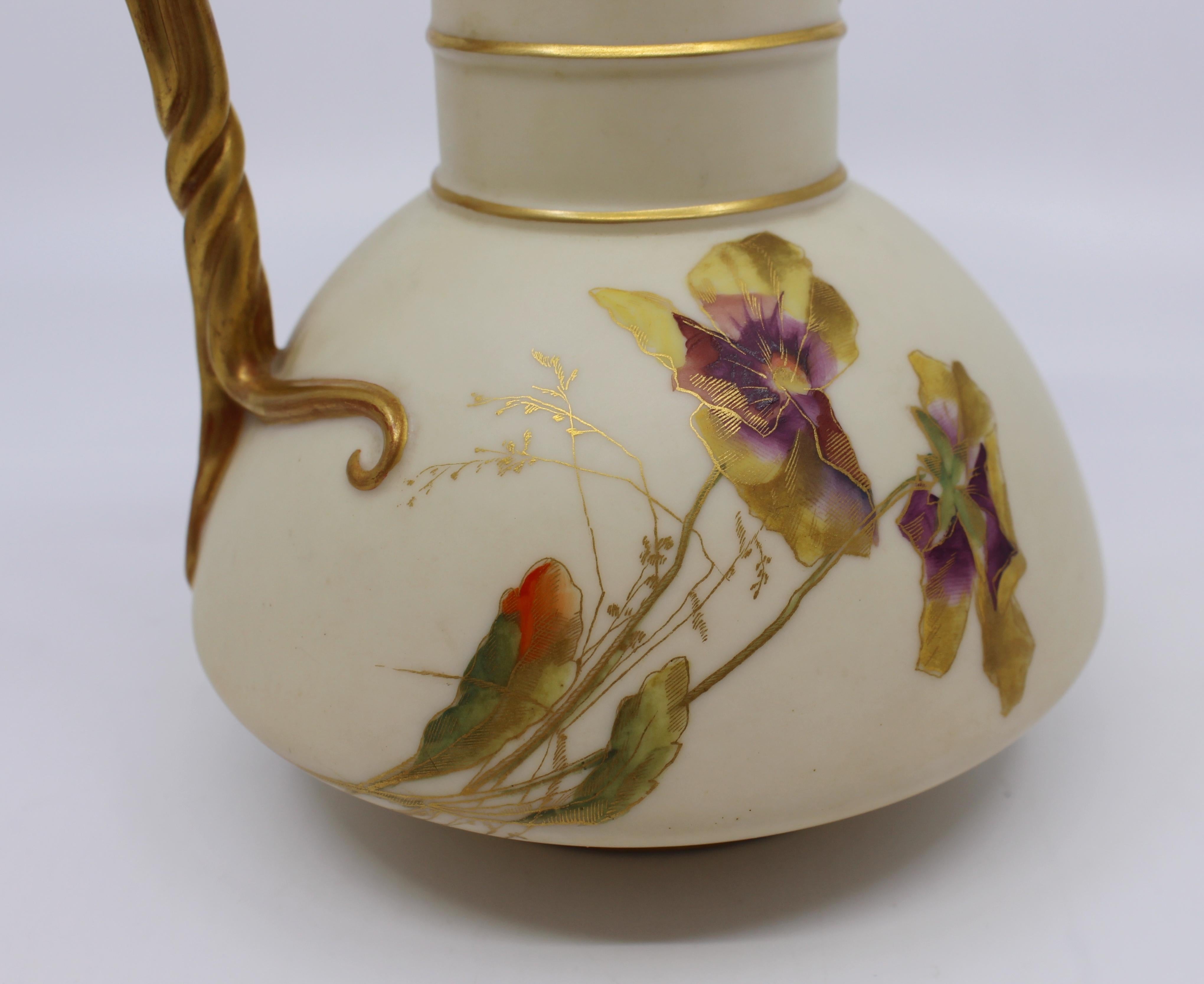 Late 19th c. Royal Worcester Gilded Blush Jug 1891 Model 1378 1