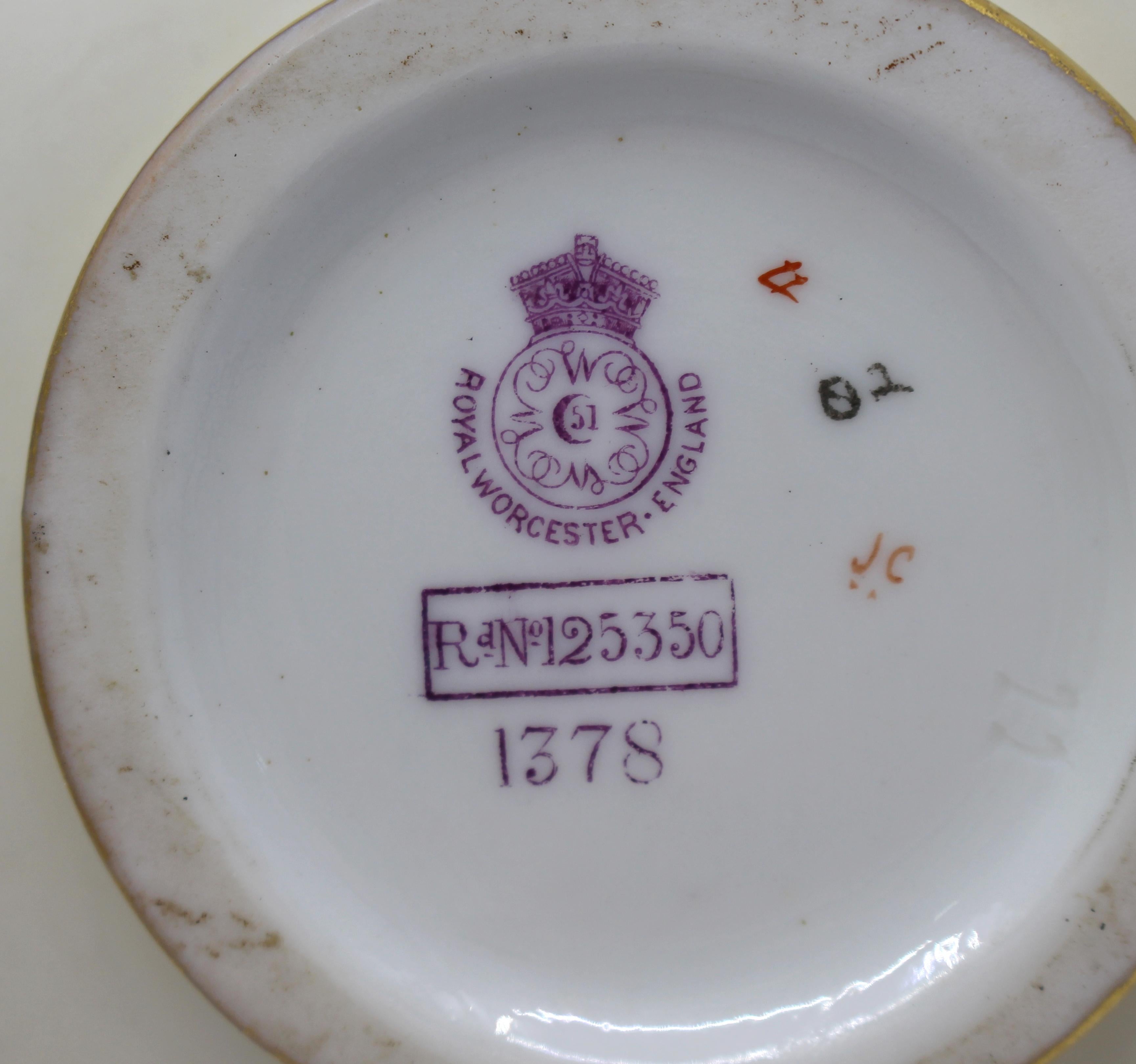 Late 19th c. Royal Worcester Gilded Blush Jug 1891 Model 1378 2