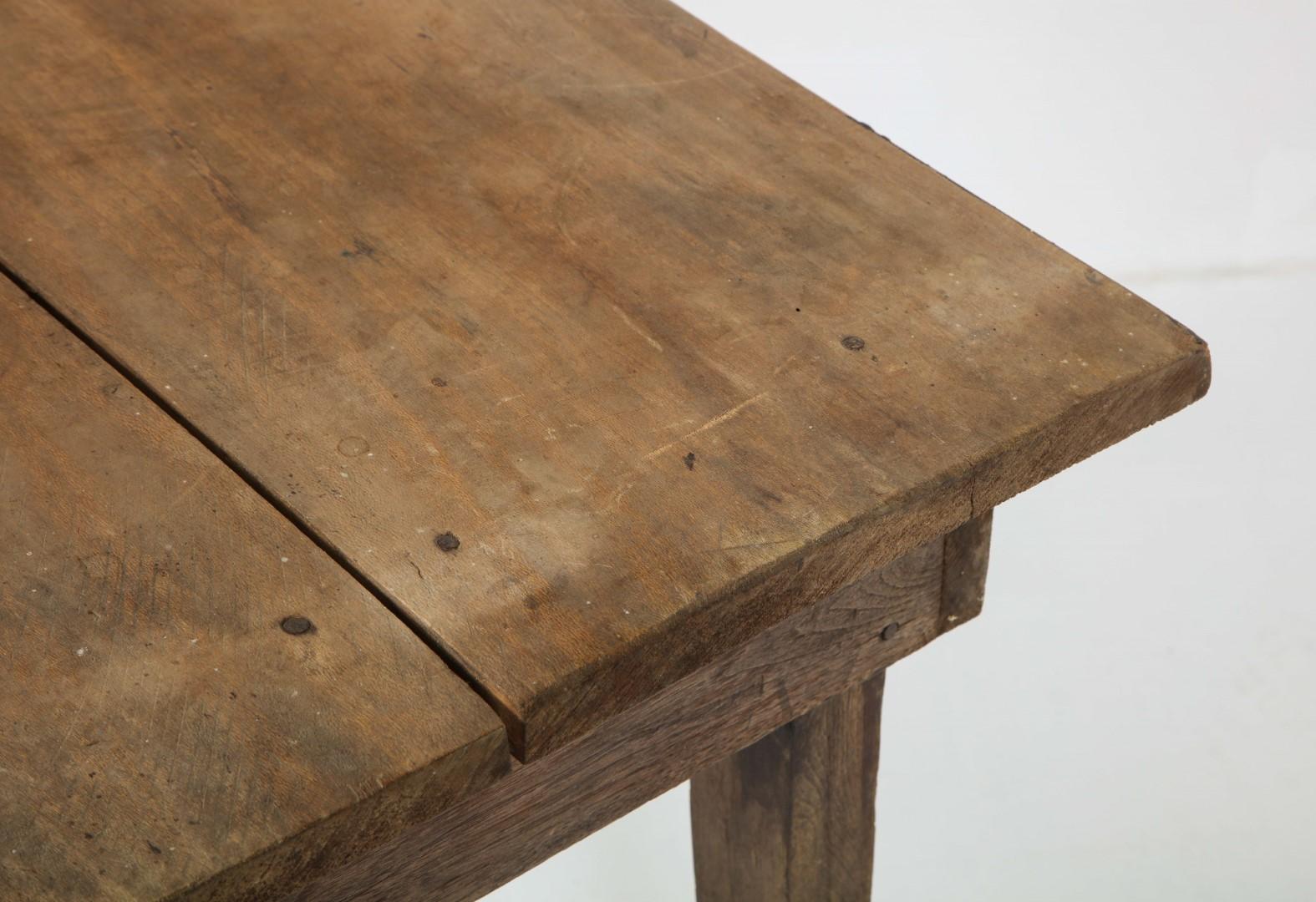 Late 19th C. Rustic Oak Side Table with Drawer For Sale 11