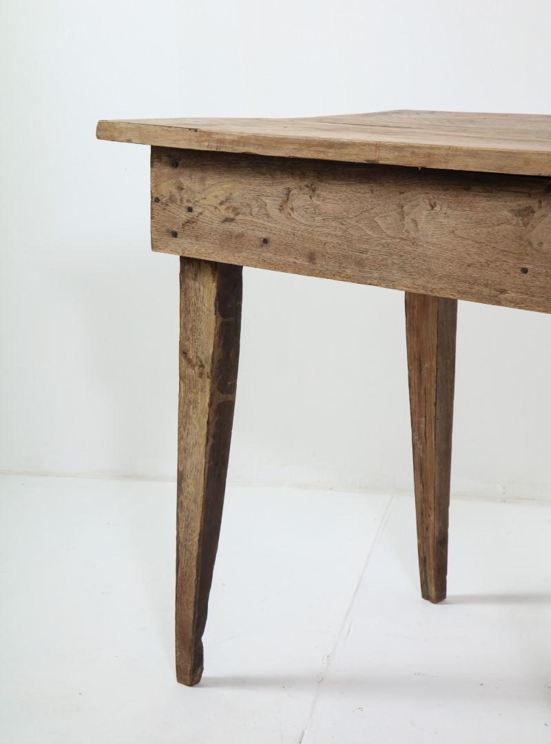 19th Century Late 19th C. Rustic Oak Side Table with Drawer For Sale