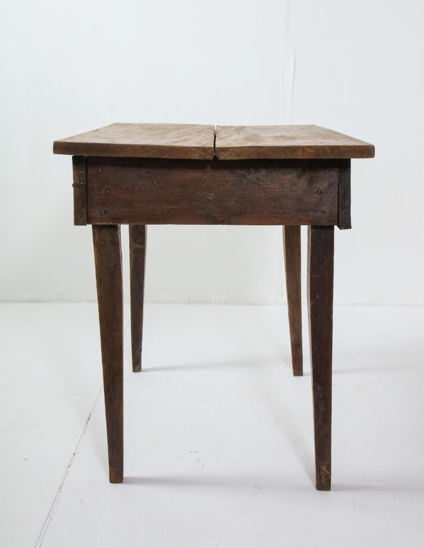 Late 19th C. Rustic Oak Side Table with Drawer For Sale 1