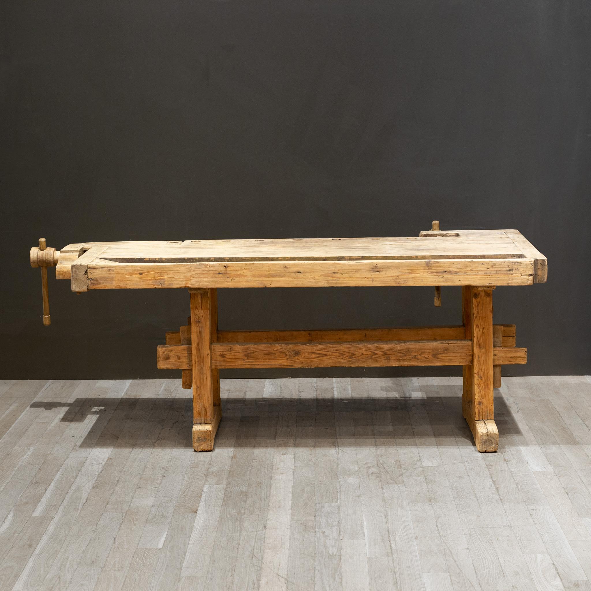 Late 19th c. Scrubbed Carpenter's Workbench c.1880-1900 For Sale 3