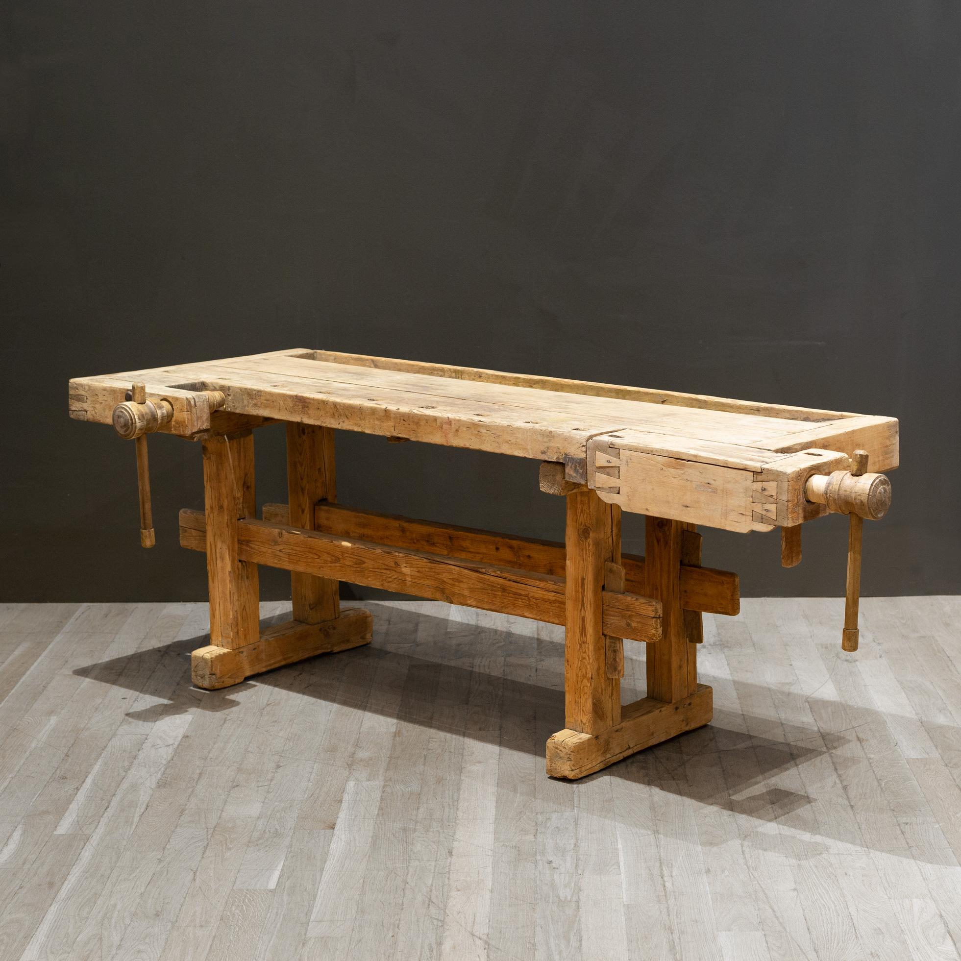 Industrial Late 19th c. Scrubbed Carpenter's Workbench c.1880-1900 For Sale