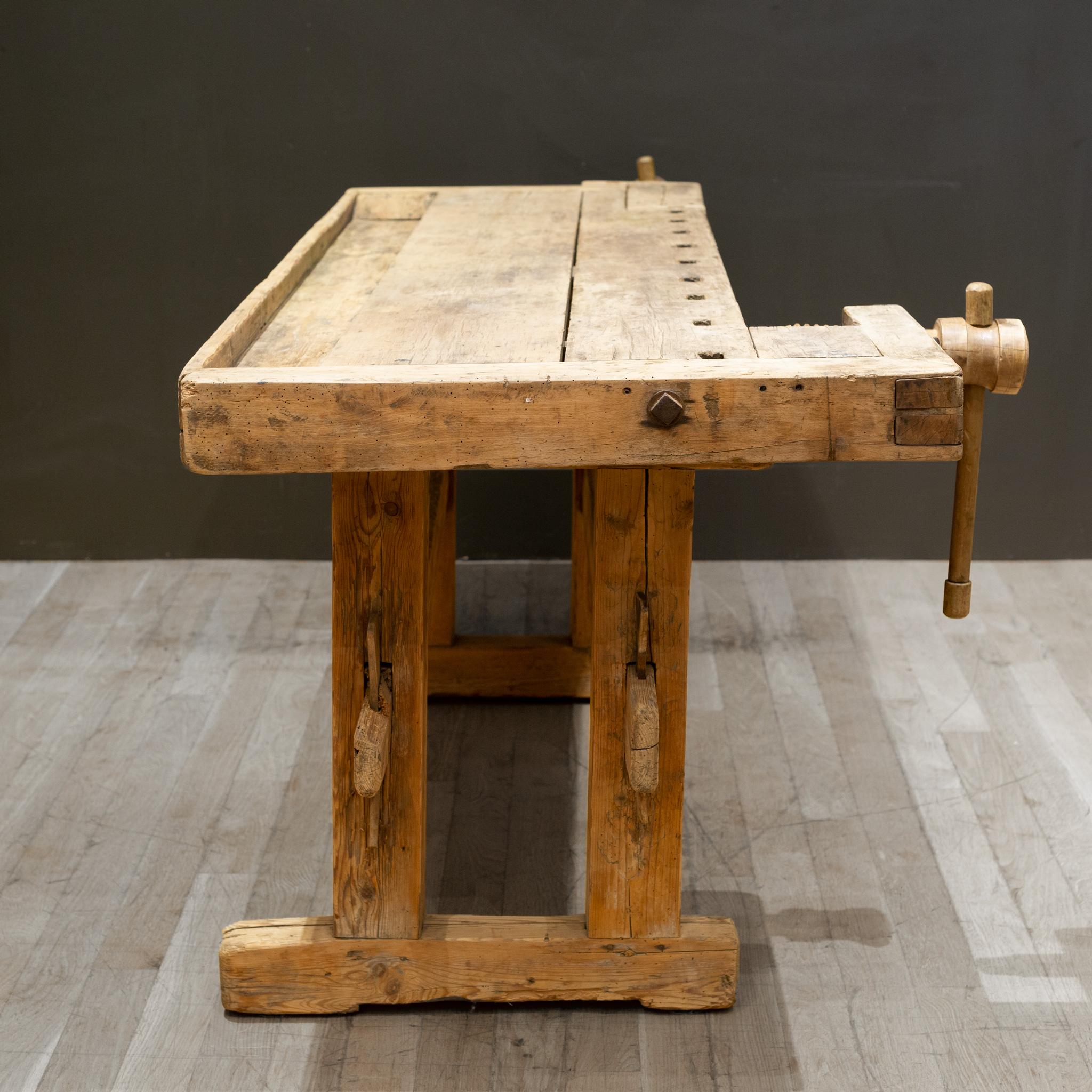 American Late 19th c. Scrubbed Carpenter's Workbench c.1880-1900 For Sale