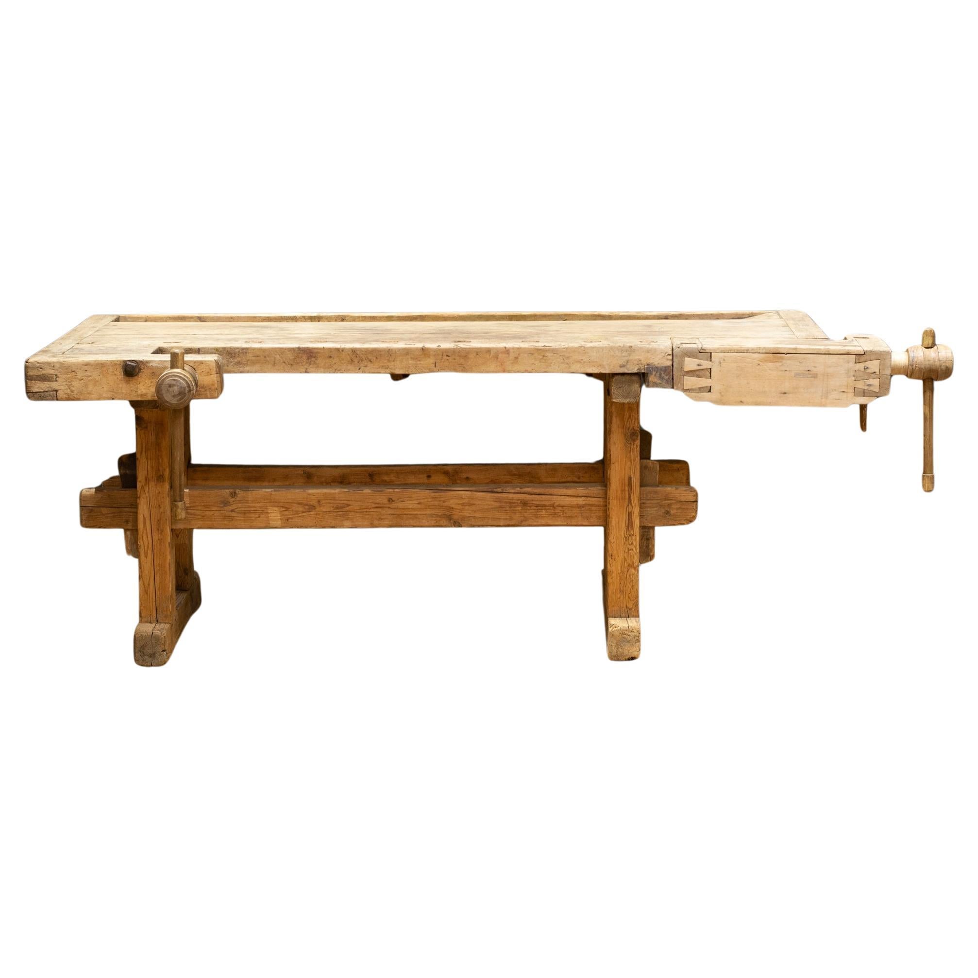 Late 19th c. Scrubbed Carpenter's Workbench c.1880-1900 For Sale