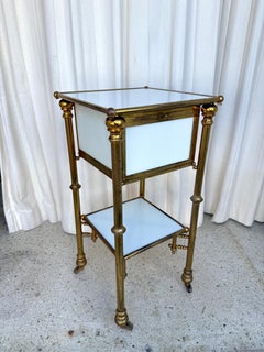 Late 19th C. Secessionist Milk Glass and Patinated Brass Side Table
