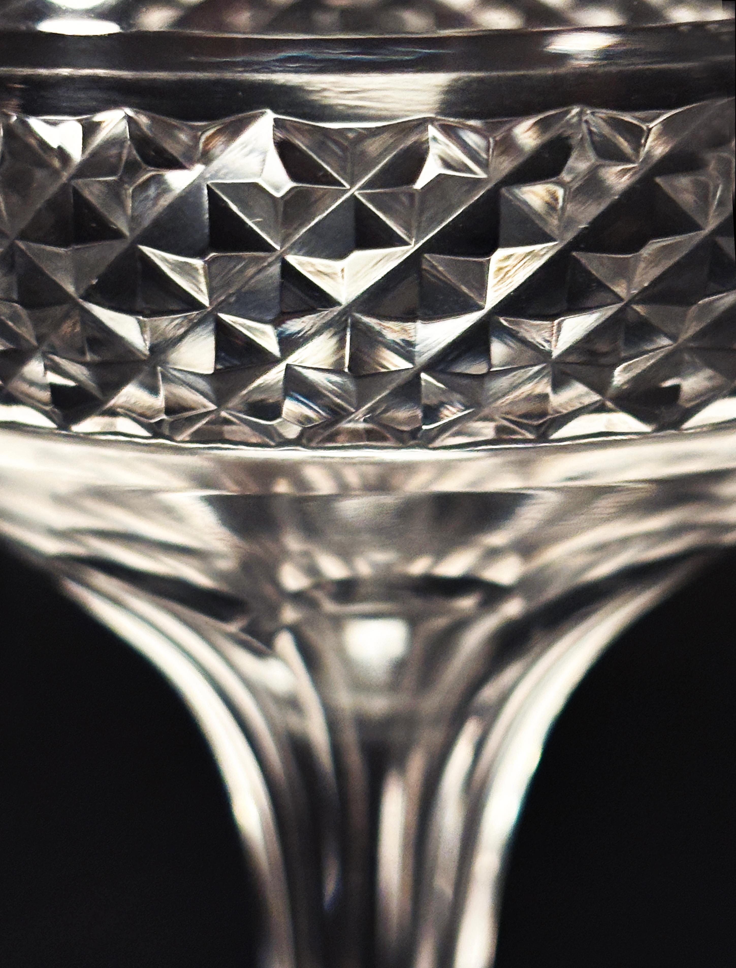 A.I.C., fin du 19ème siècle, ensemble de 5 coupes à champagne à tige creuse en cristal en vente 1