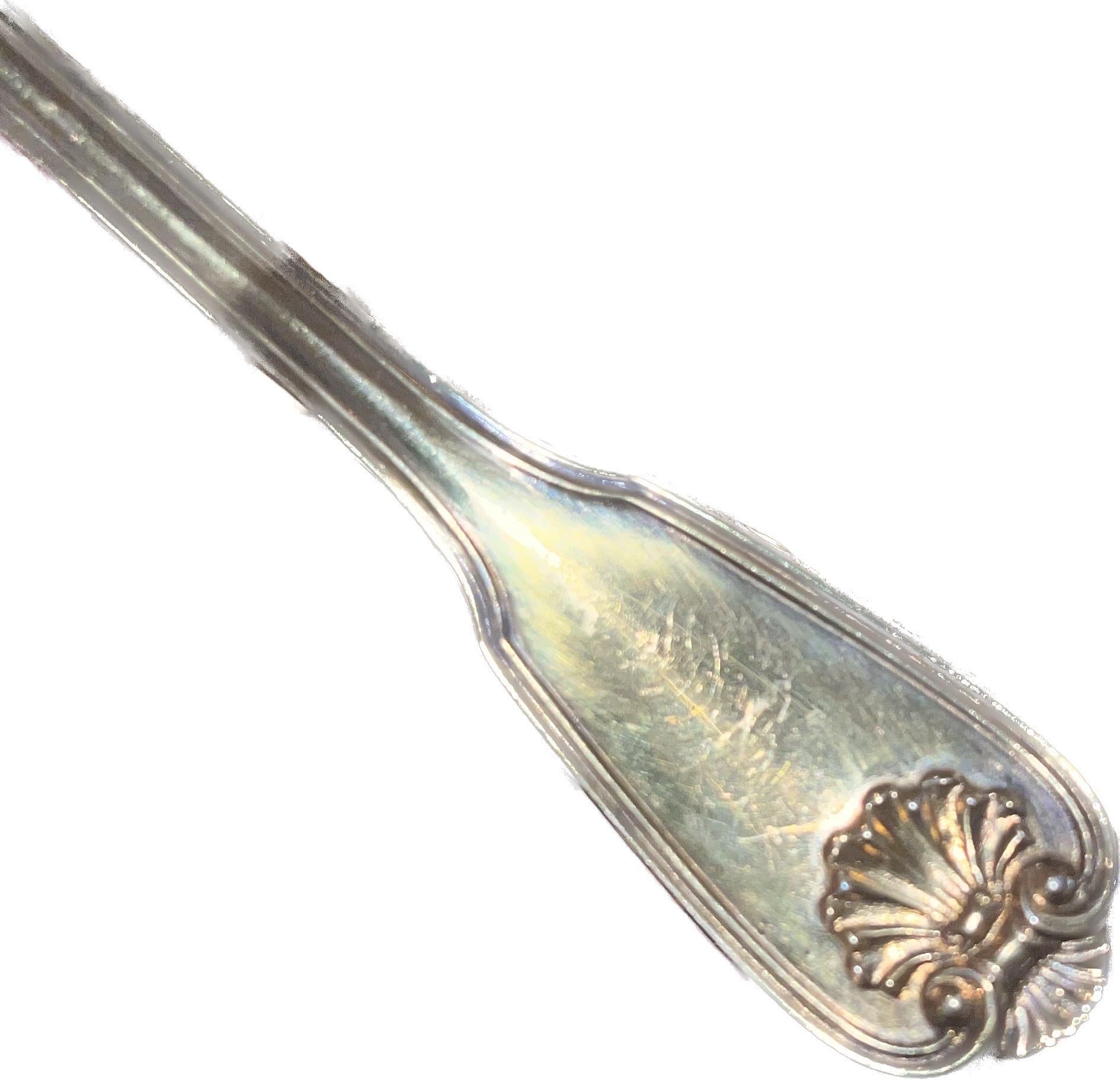 19th Century Late 19th C. Shell Pattern Goldwash Sterling Silver 16 Spoons   For Sale