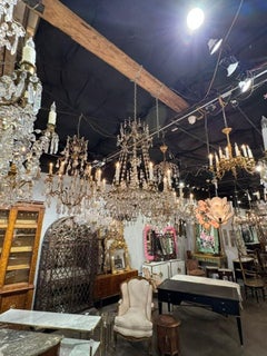 Late 19th c. Swedish Crystal and Gilt Brass Chandelier