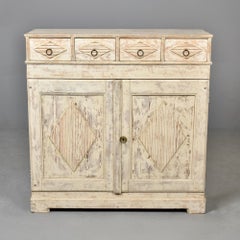 Credenza svedese in pino dipinto di bianco della fine del XIX secolo A.I.C.