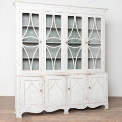 Late 19th C. Swedish Gustvian Bookcase Display Cabinet with Upper Glass Doors
