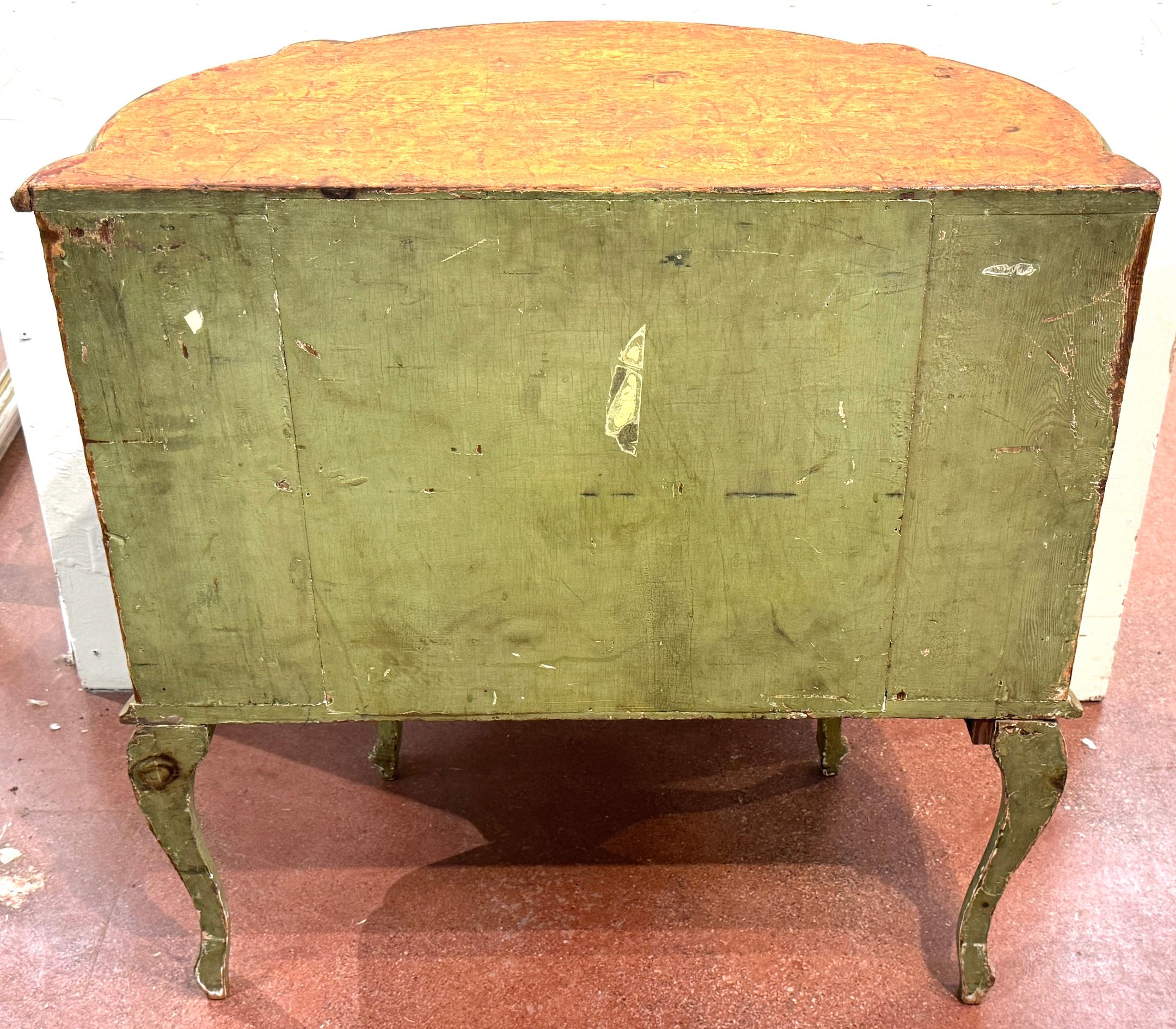 Late 19th C. Venetian Polychromed Chest / Commode with Marbleized Cartouche Top For Sale 3