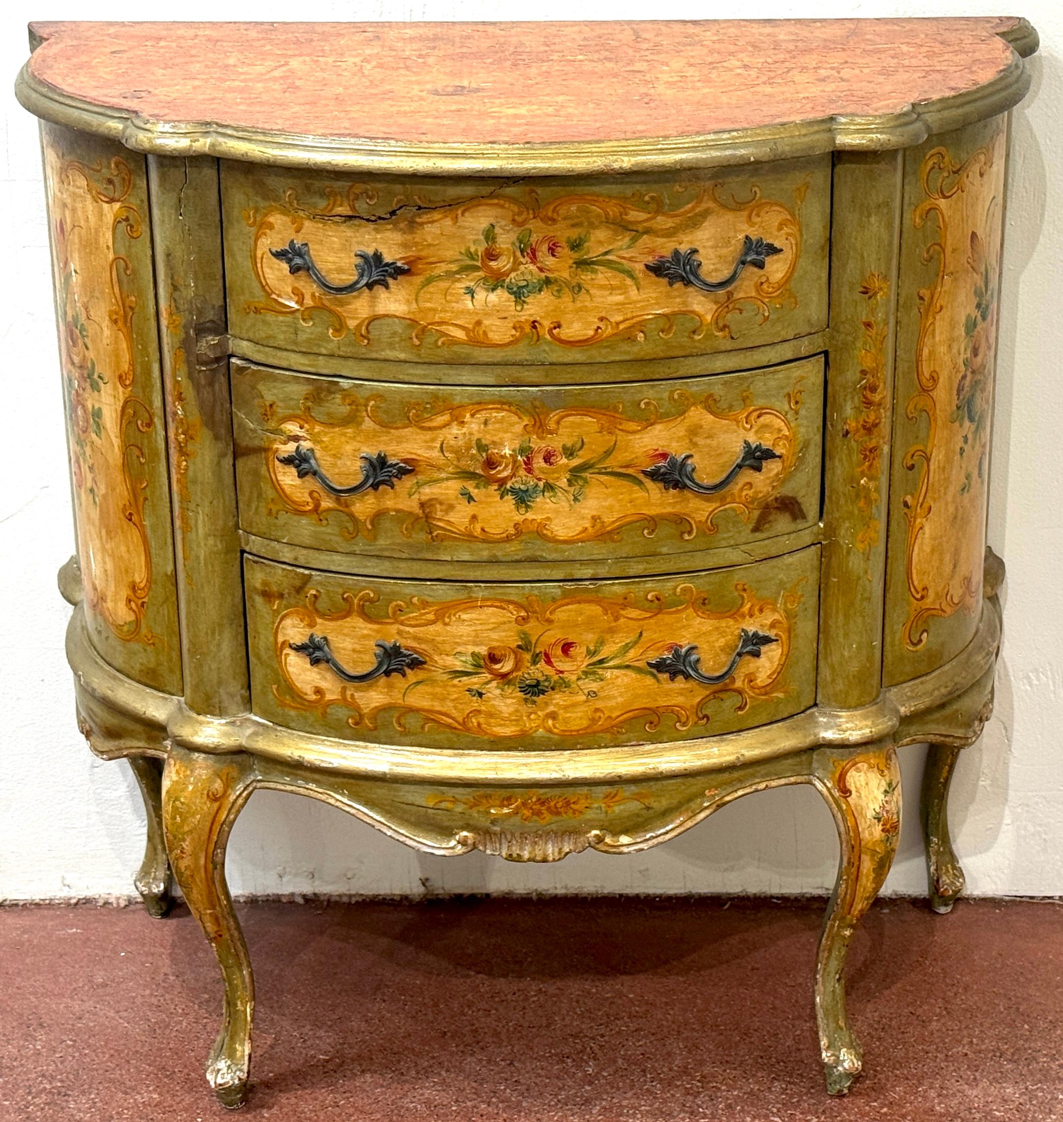 Late 19th Century Venetian Polychromed Chest / Commode with Marbleized Cartouche Top

Measurements: Overall: 31.5